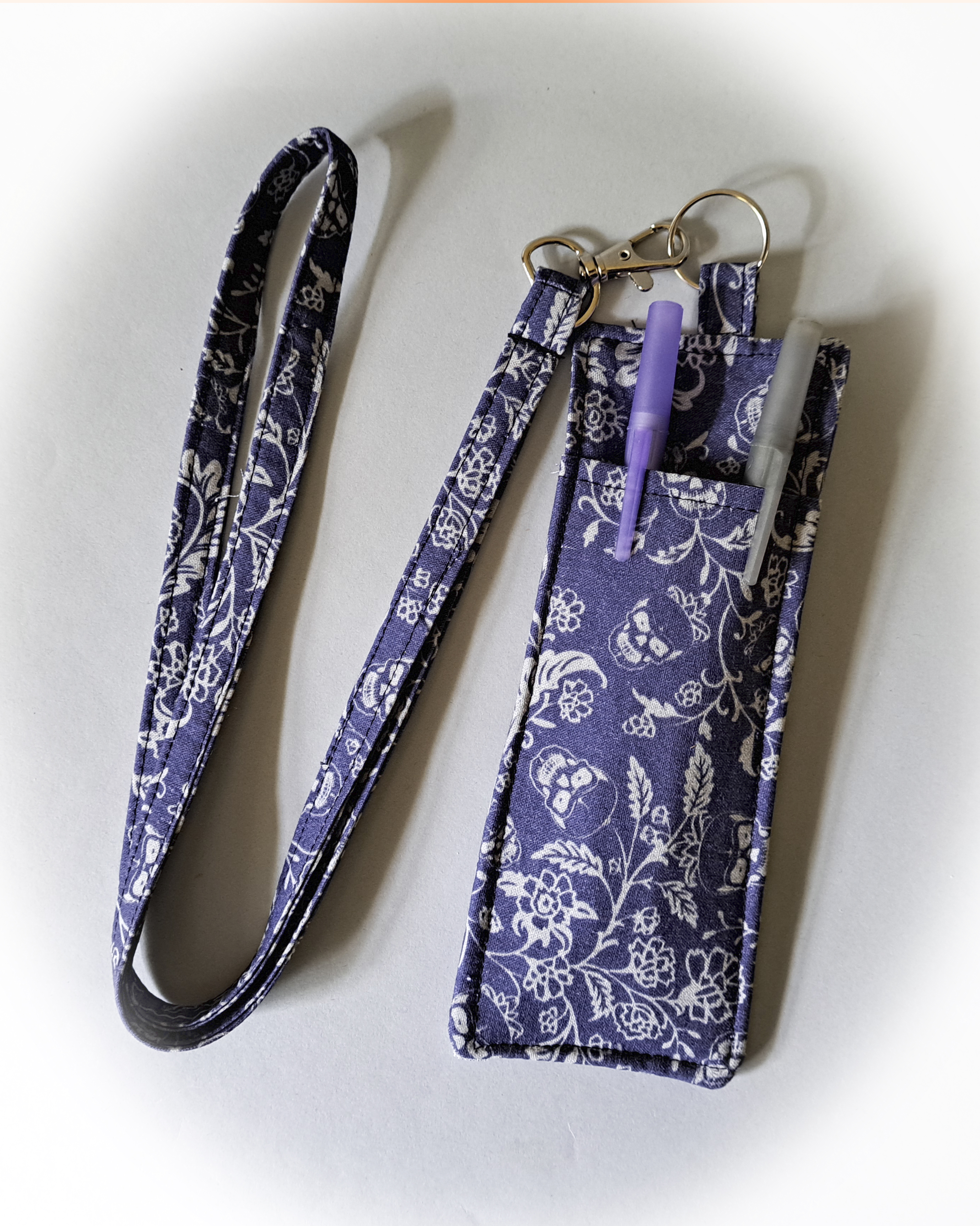Dark Blue Skull Print Eyeglass and Pen Holder with Matching Lanyard