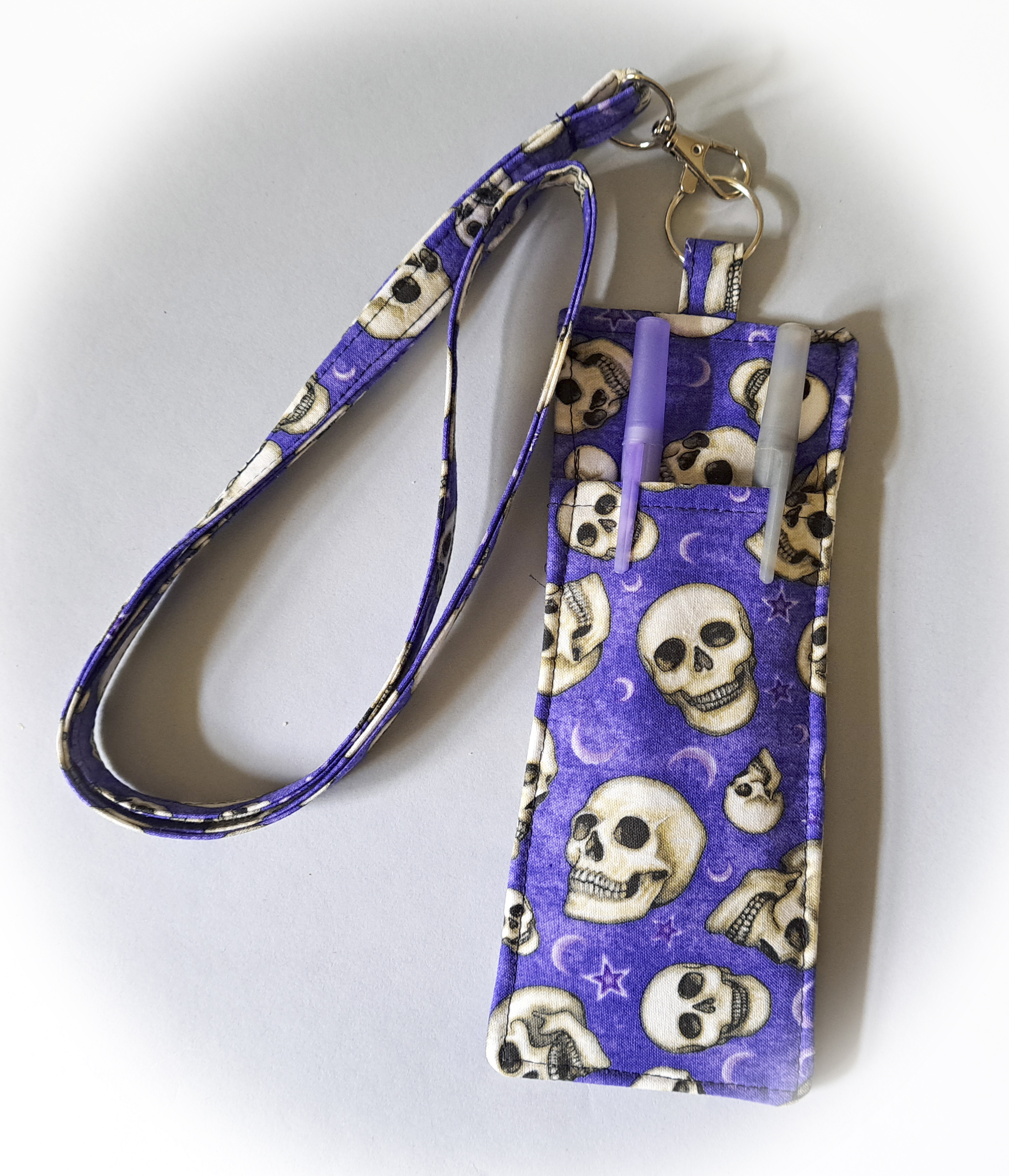 Purple Skulls Eyeglass and Pen Holder with Matching Lanyard
