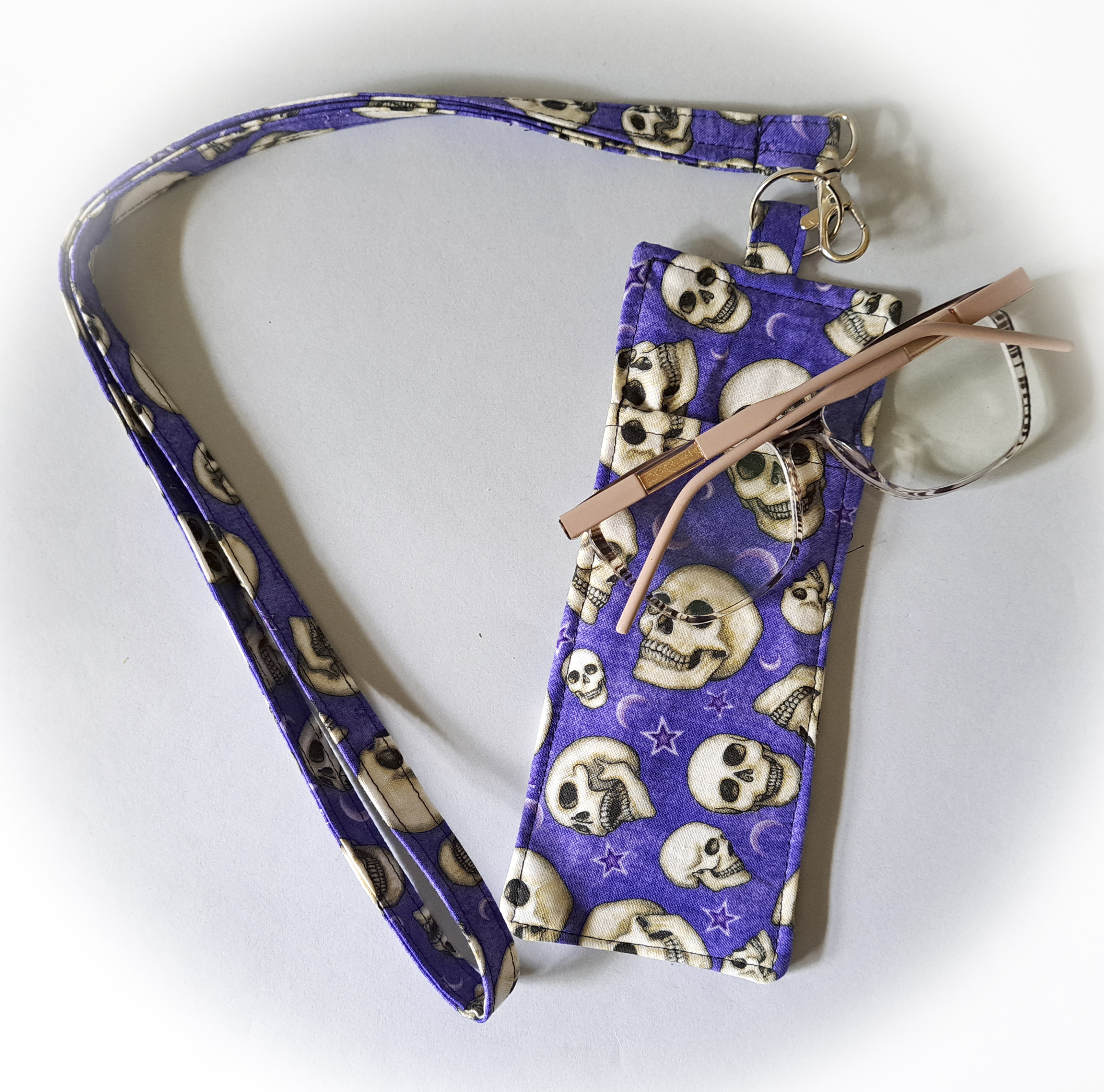 Purple Skulls Eyeglass and Pen Holder with Matching Lanyard