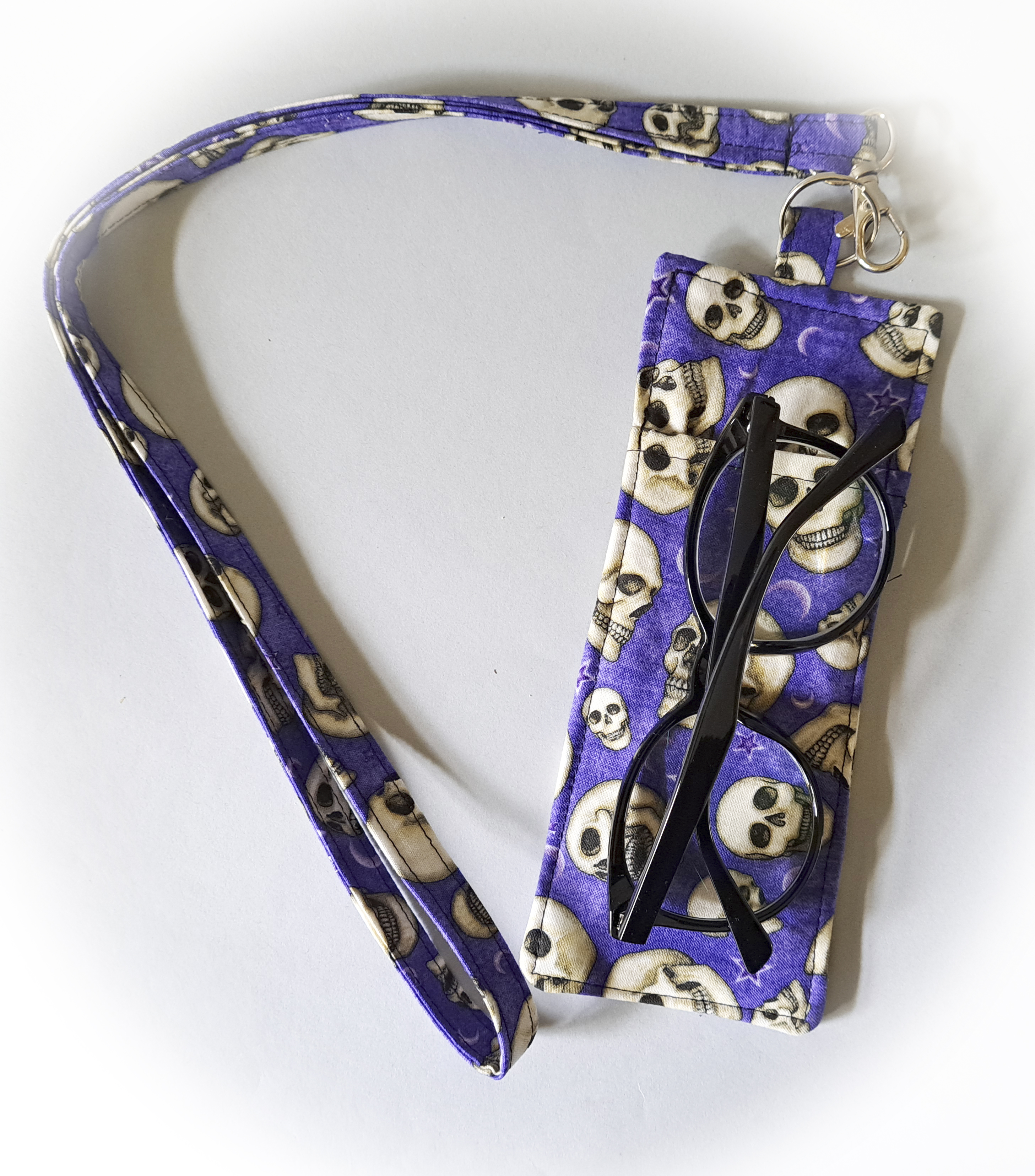 Purple Skulls Eyeglass and Pen Holder with Matching Lanyard