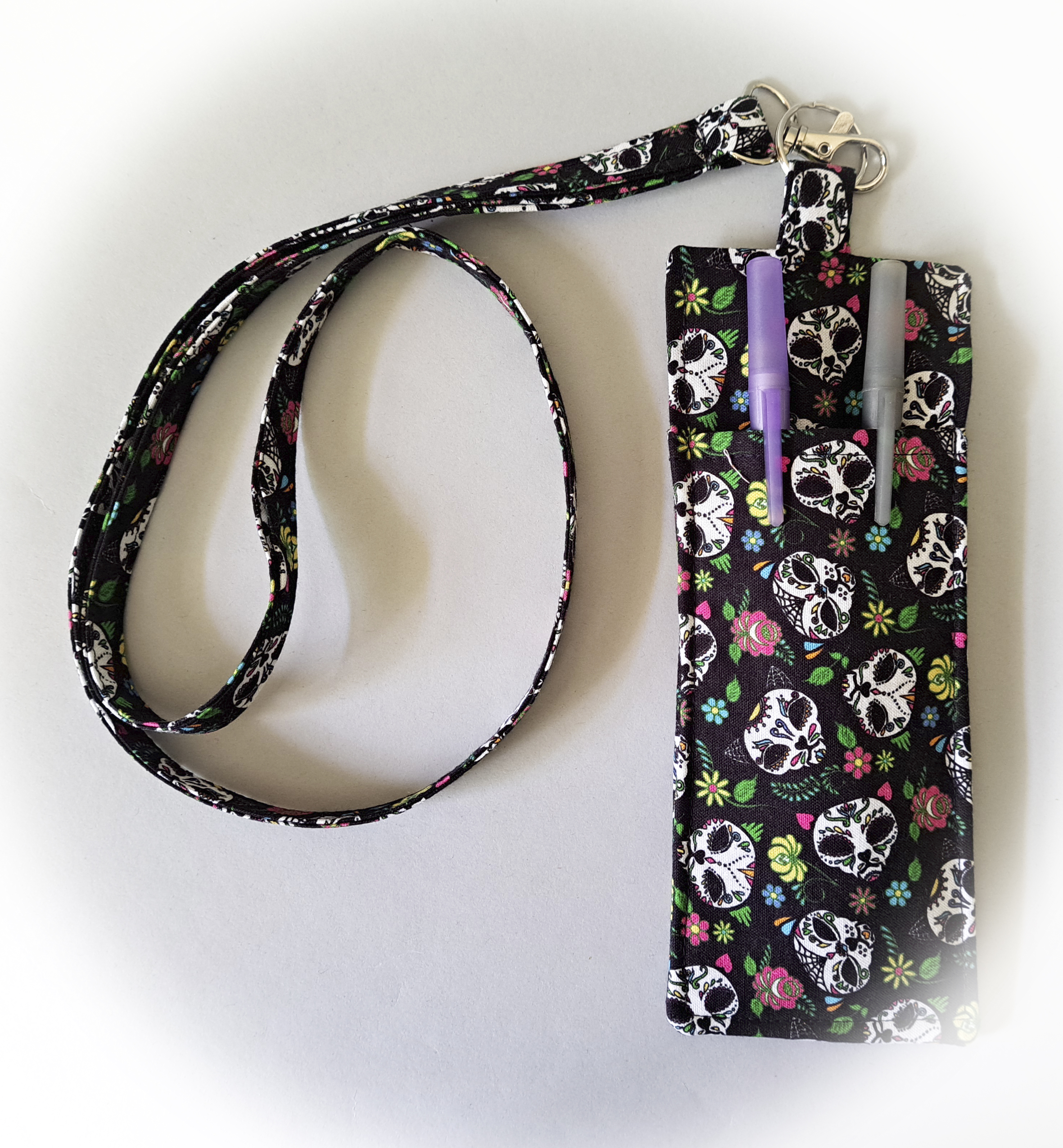 Skeleton Cat Faces Eyeglass and Pen Holder with Matching Lanyard