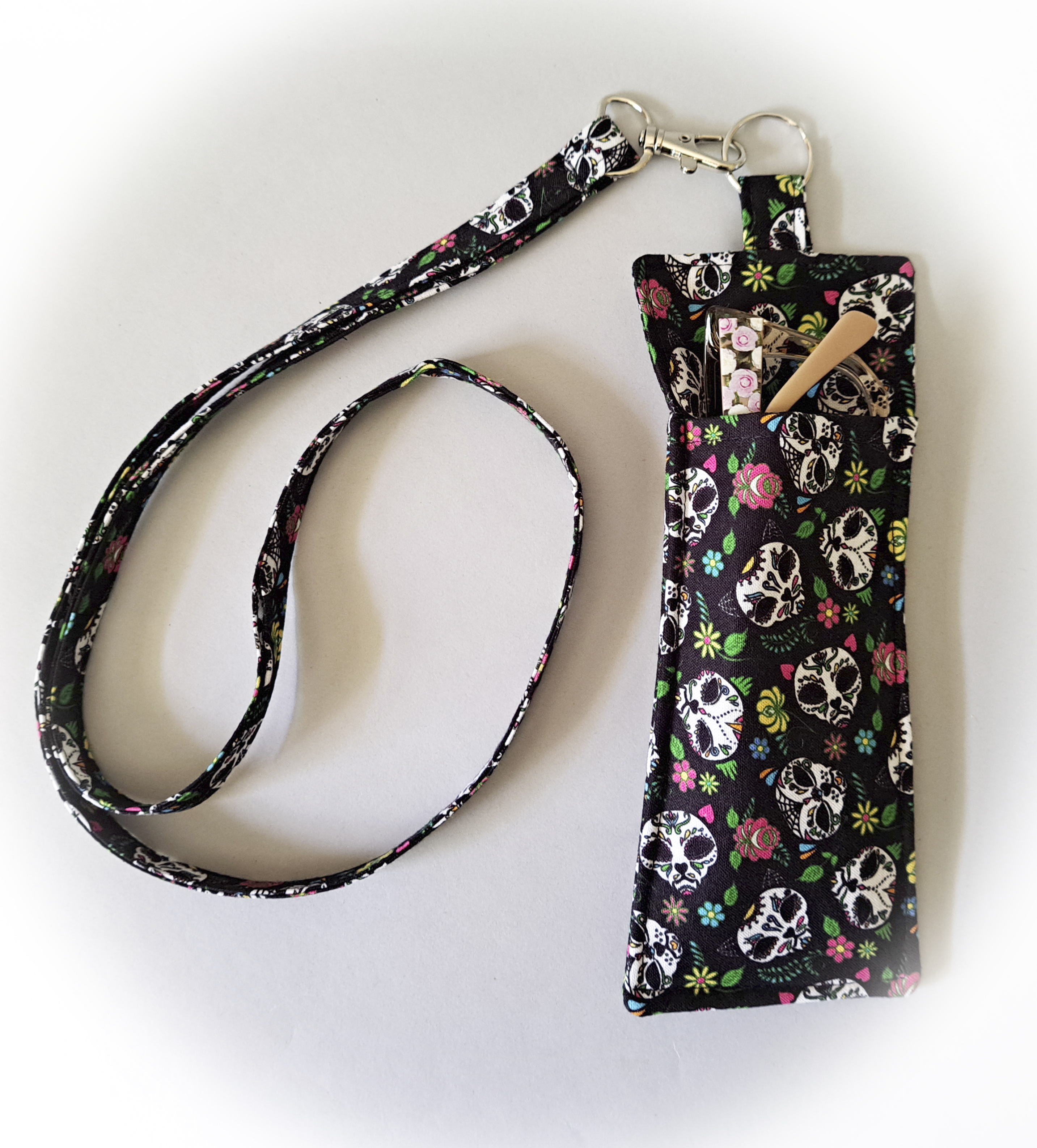 Skeleton Cat Faces Eyeglass and Pen Holder with Matching Lanyard