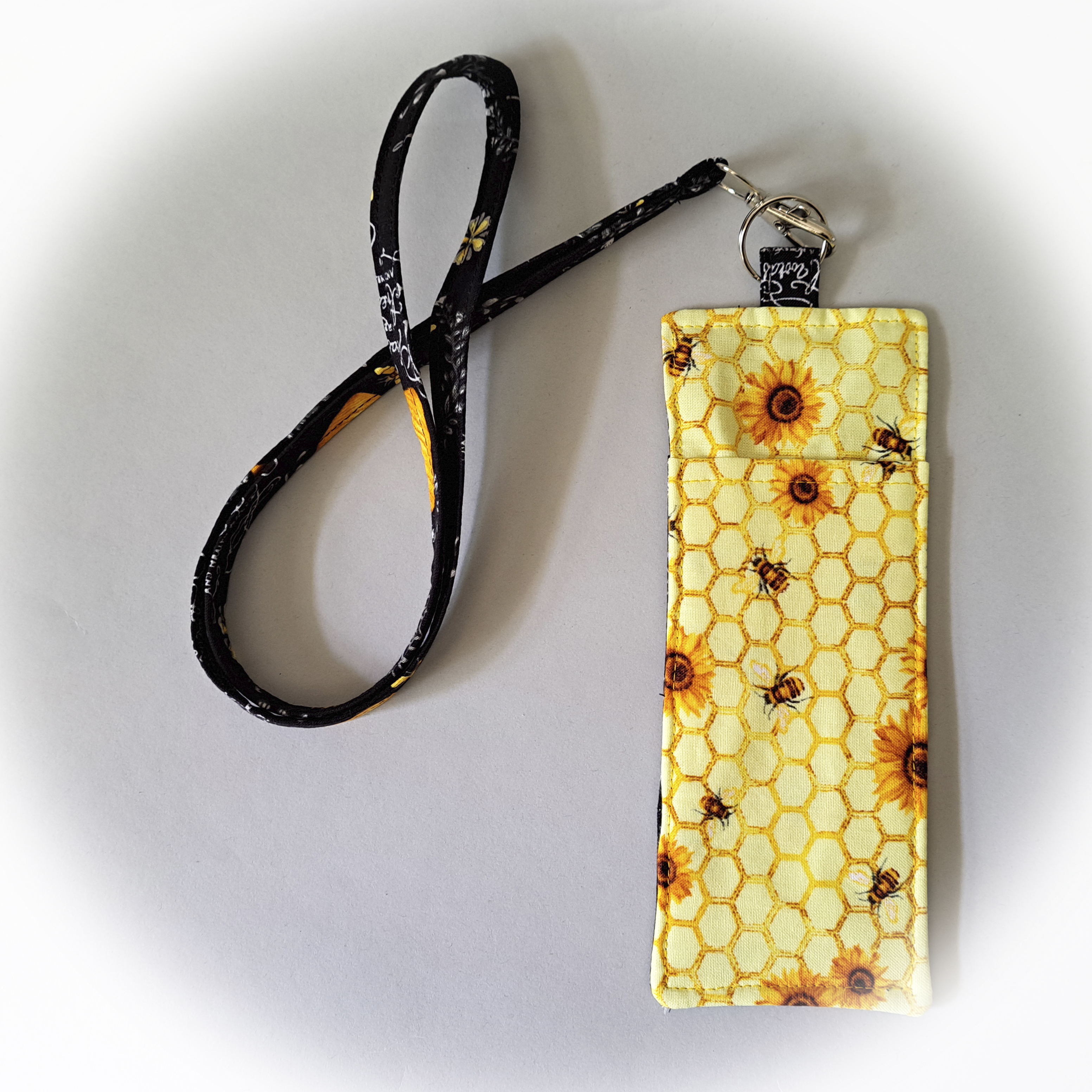 Black and Yellow Bees Eyeglass and Pen Holder with Matching Lanyard