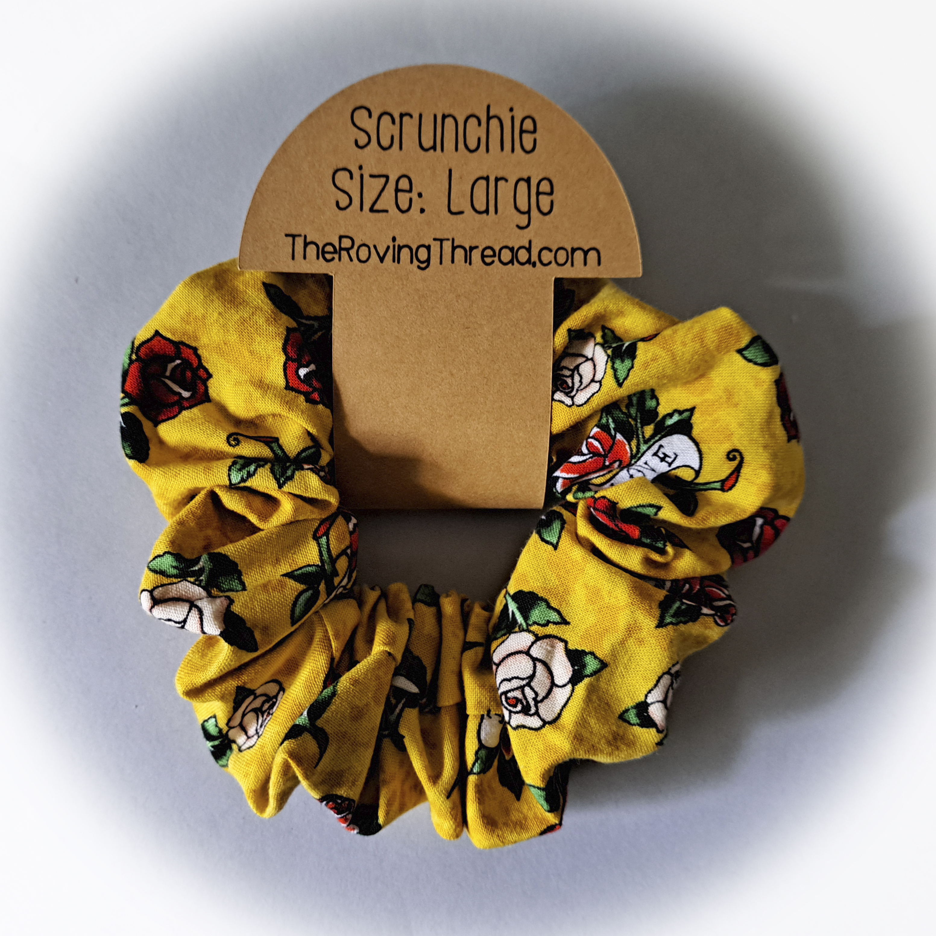 Large Yellow Floral and Love Scrunchie