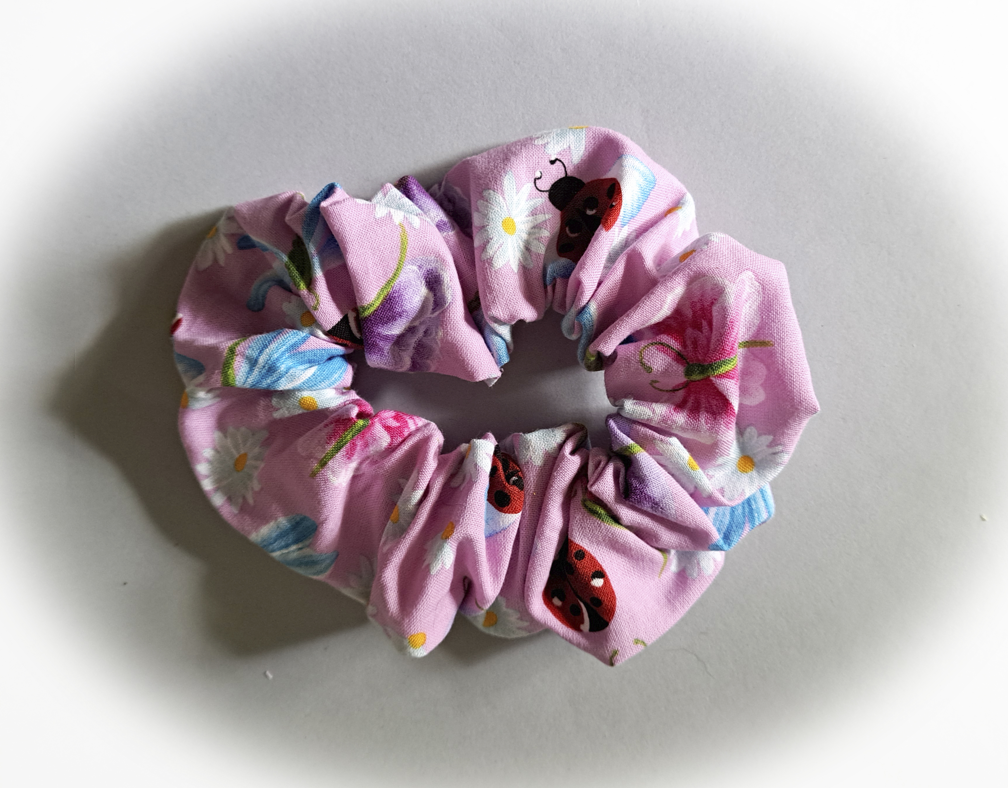 Medium or Large Pink Floral Scrunchie