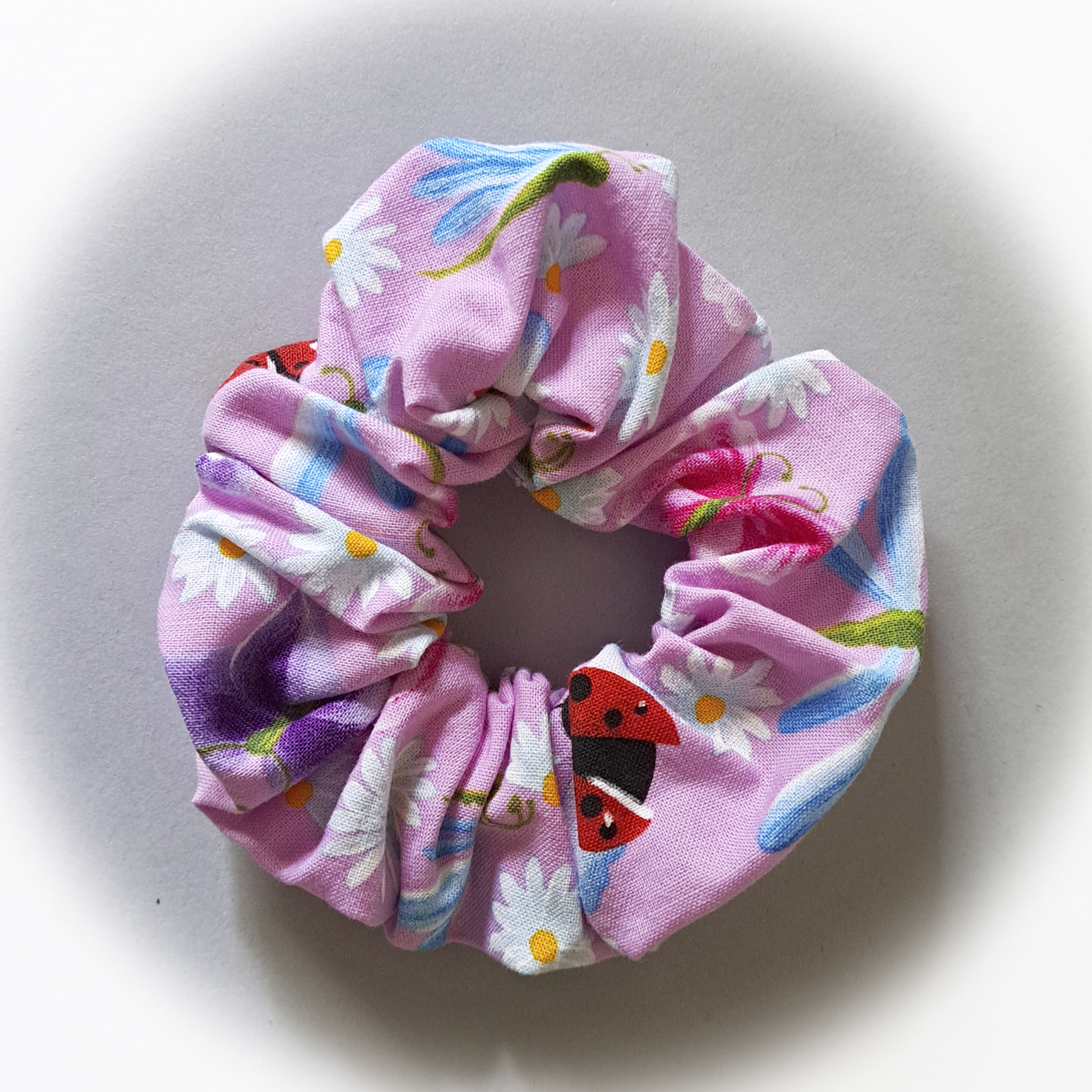 Medium or Large Pink Floral Scrunchie