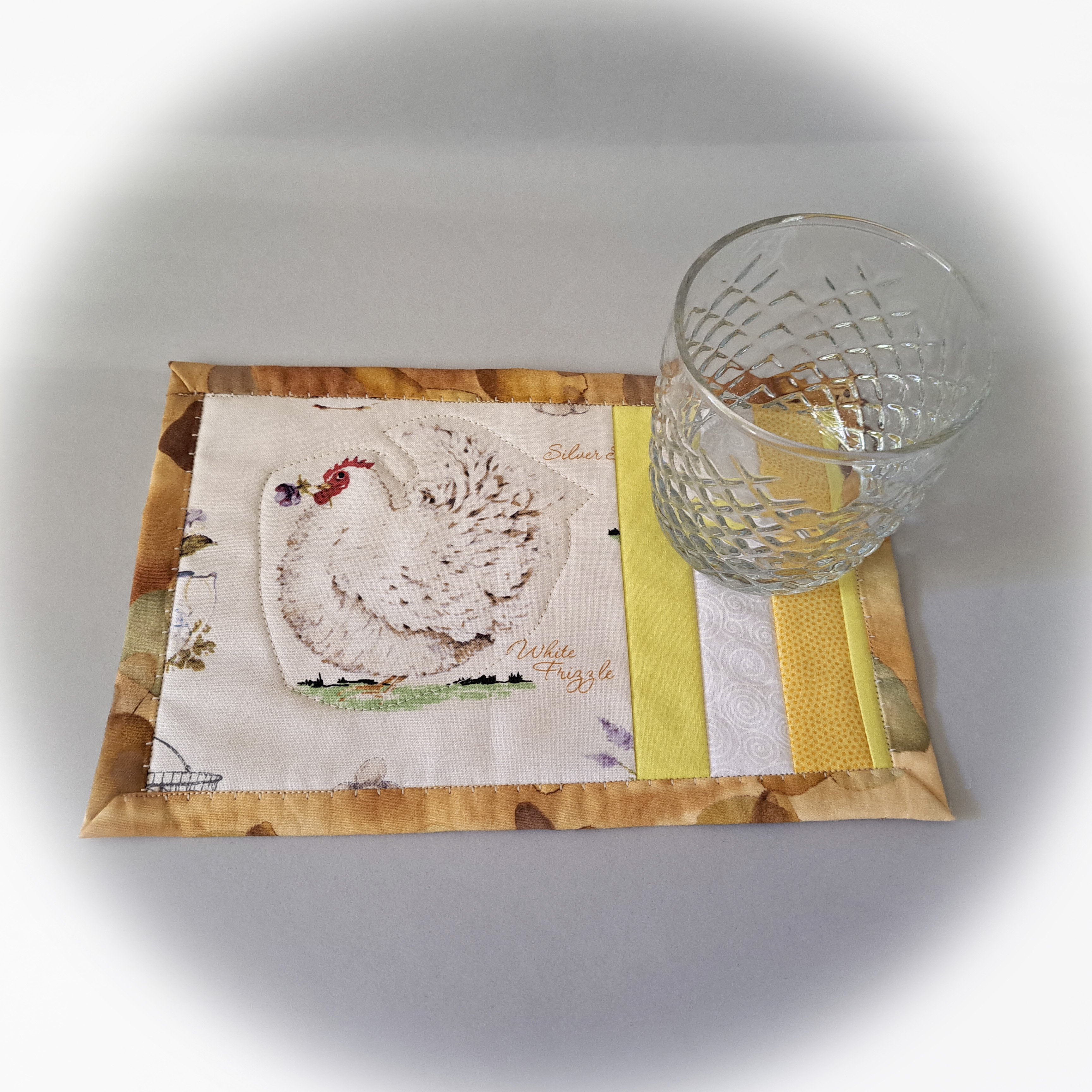 Rooster-Themed Quilted Mug Rug - Set of 2