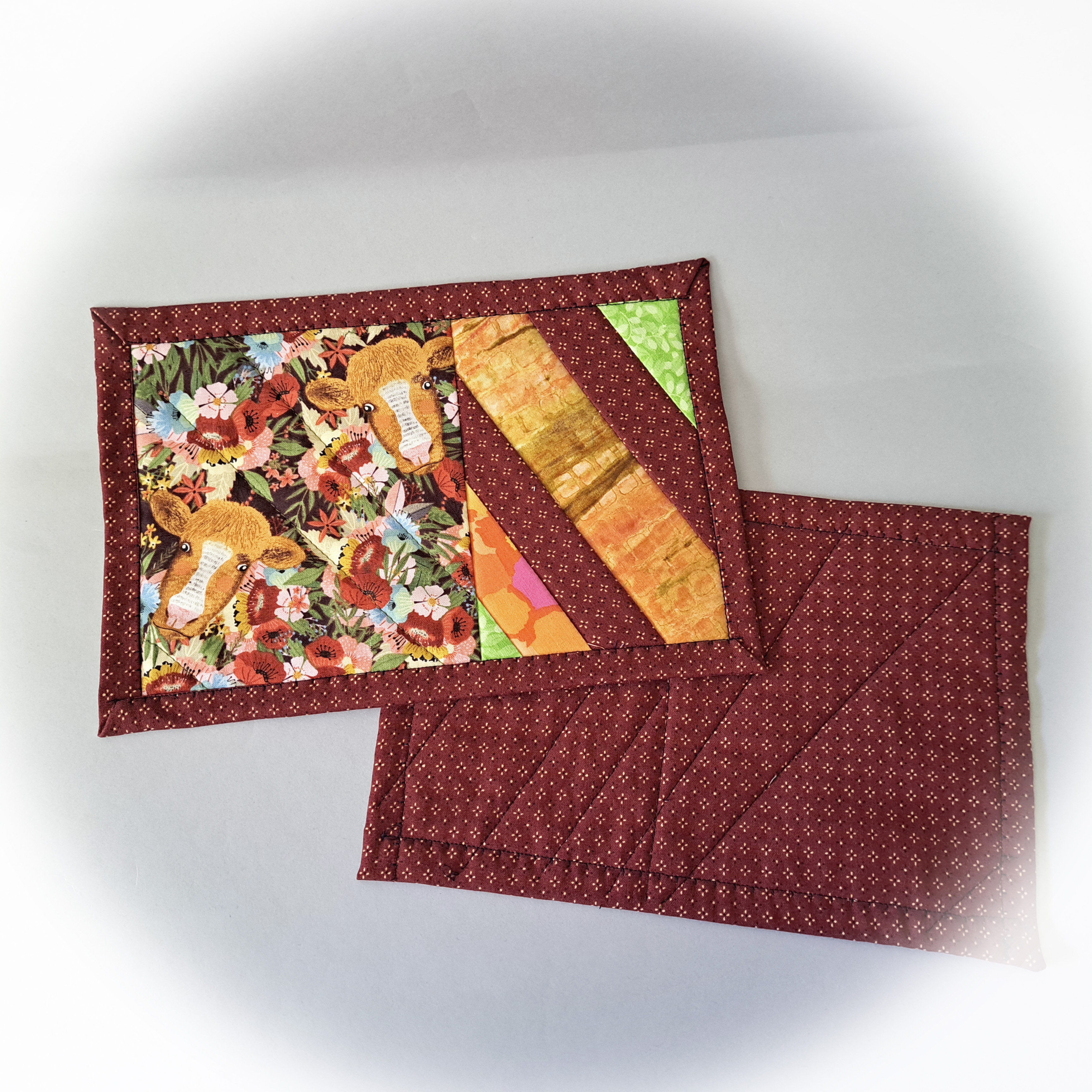 Cow -Themed Quilted Mug Rug - Set of 2