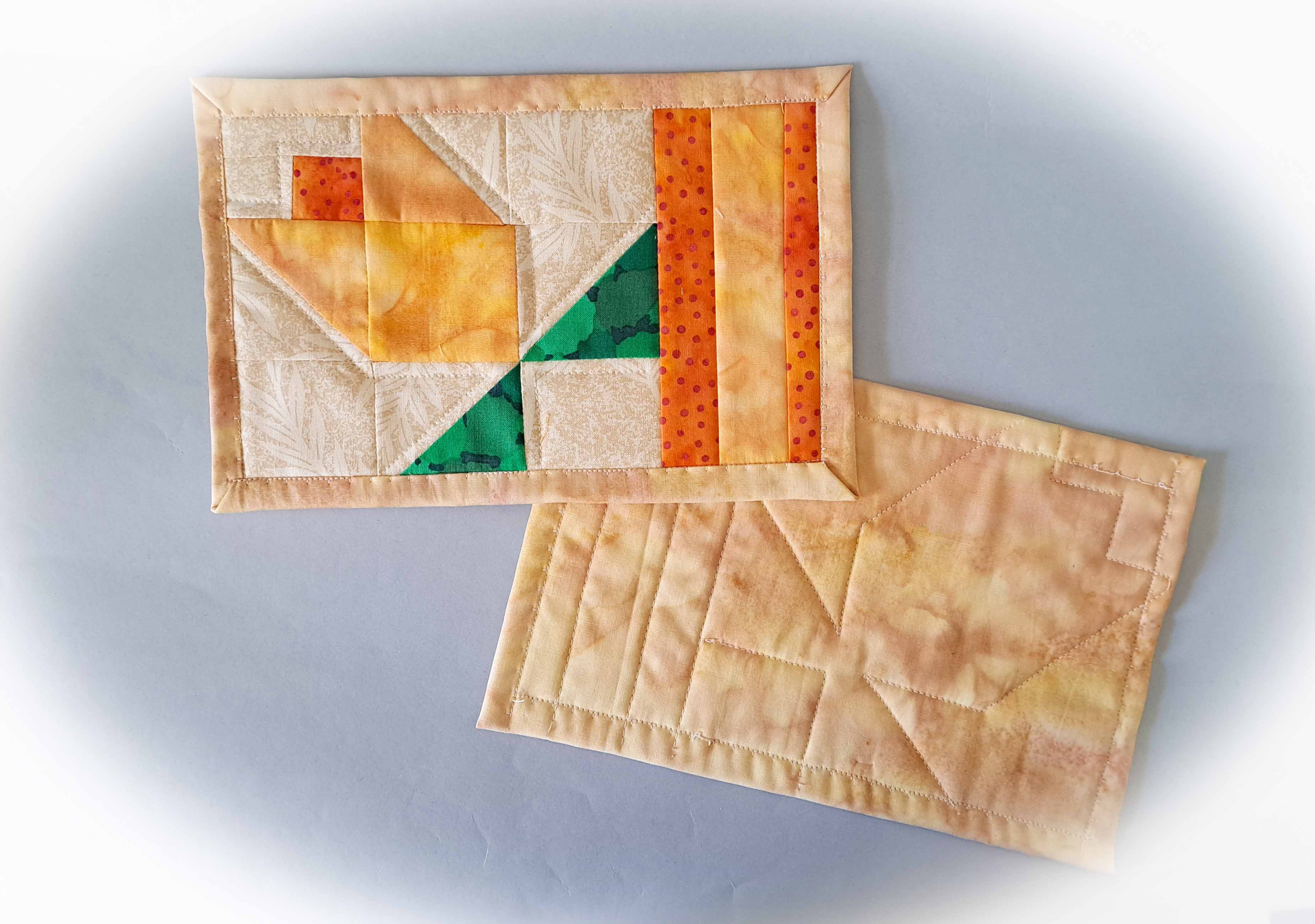 Handmade Spring Flower Quilted Fabric Mug Rugs - Set of 2