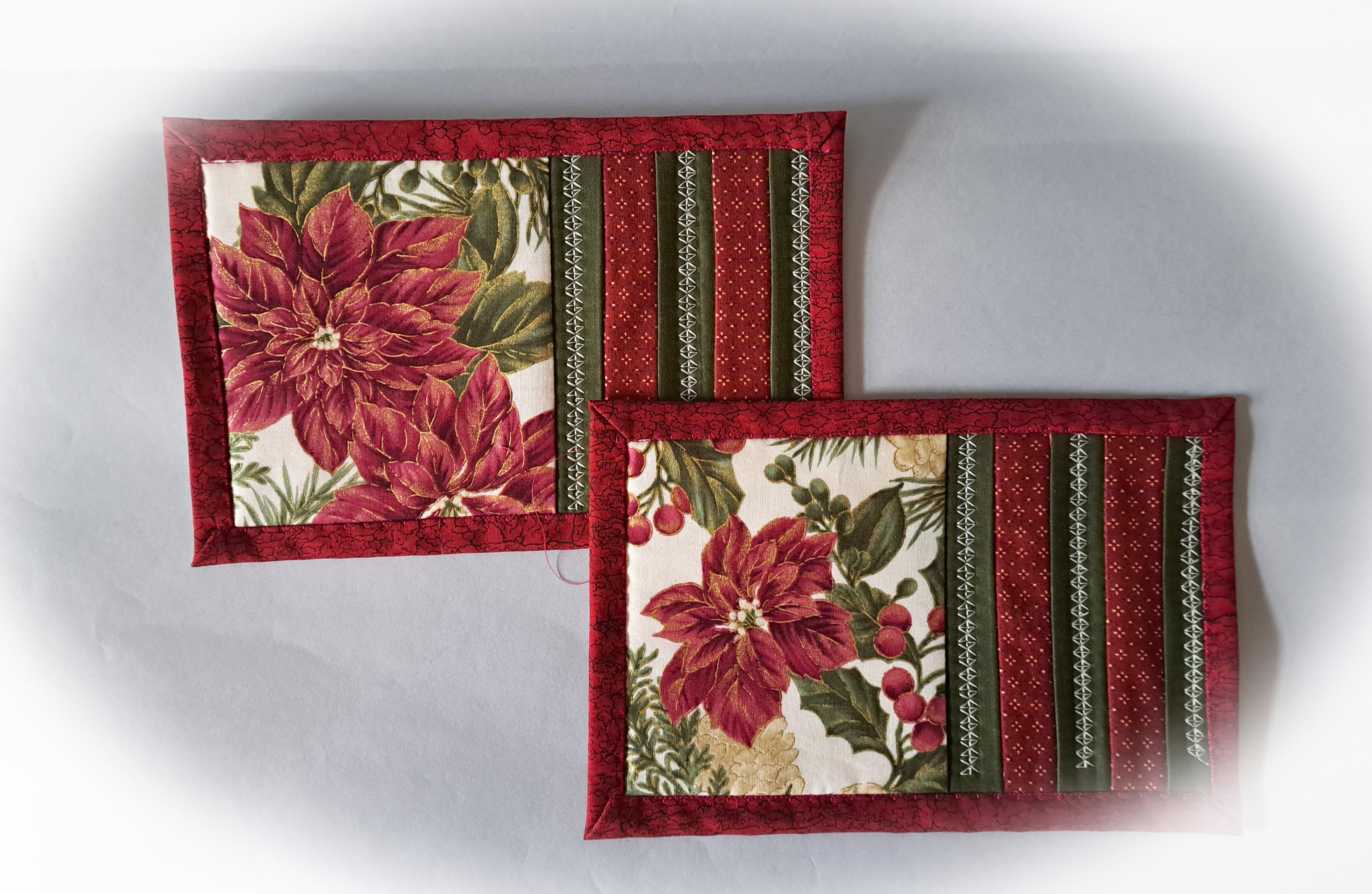Set of 2 Handmade Poinsettia Mug Rugs