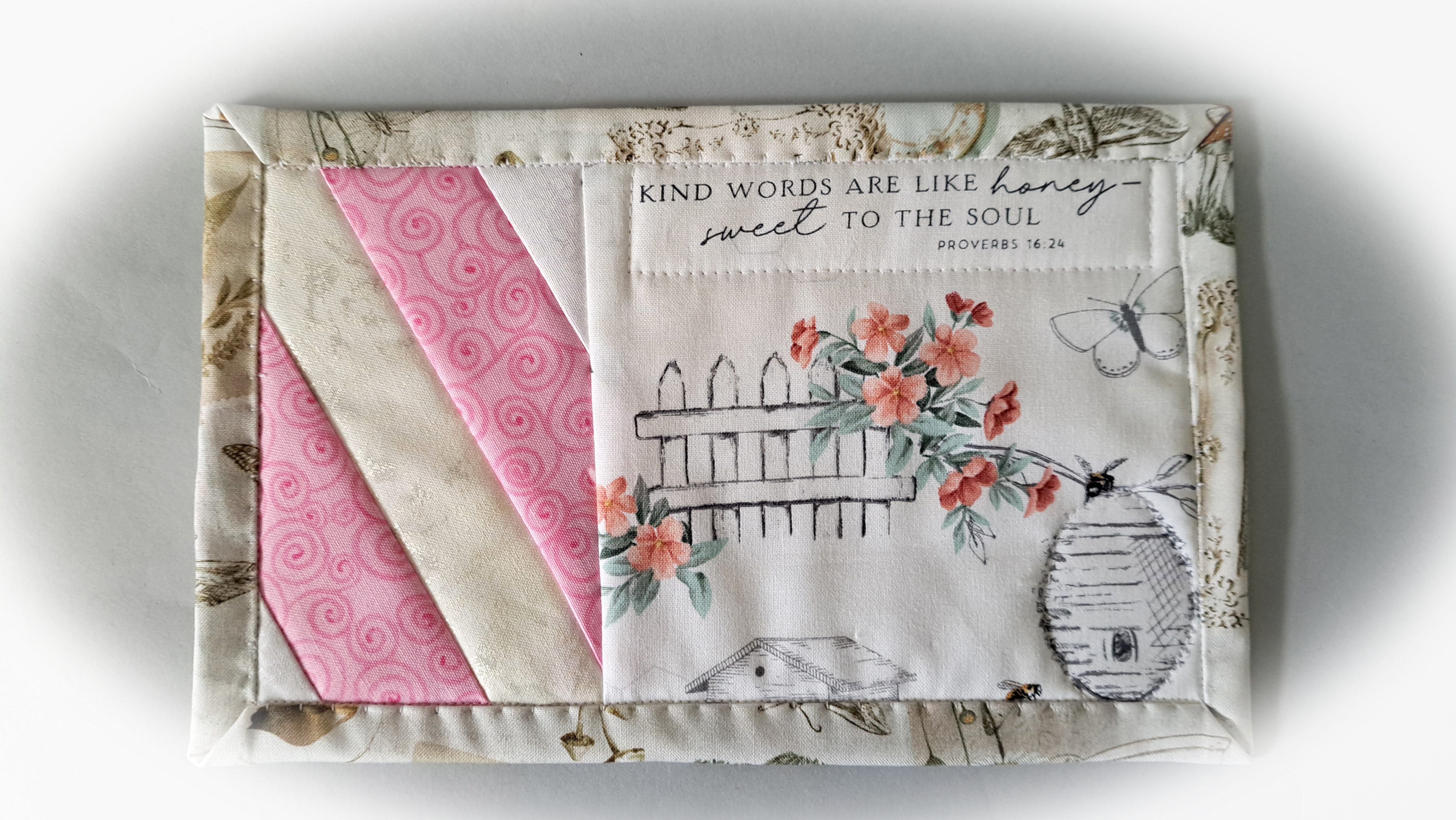 Handmade Fabric Bee Hive Quilted Mug Rugs - Set of 2