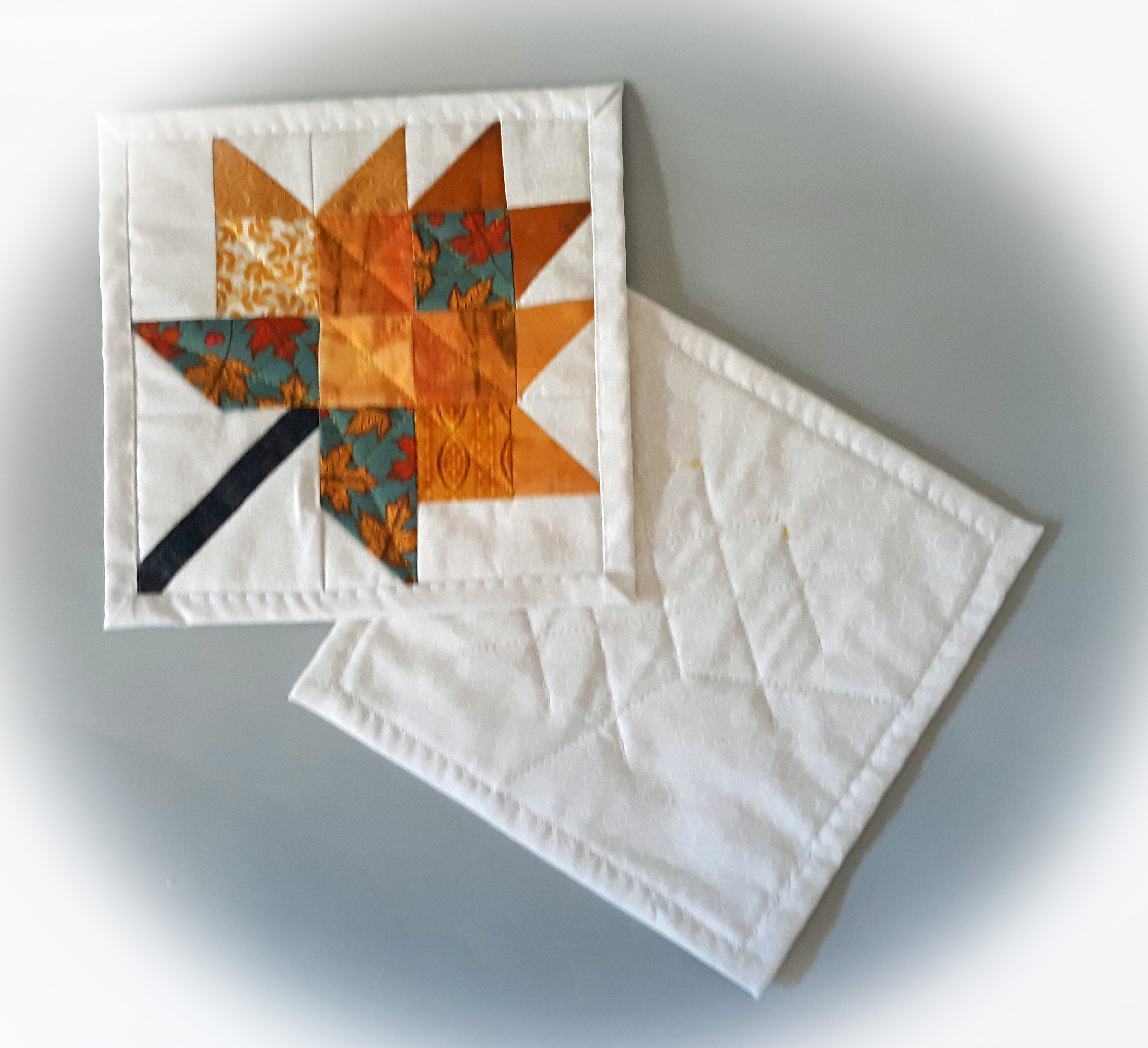 Orange Leaf Mug Rug - Set of 2