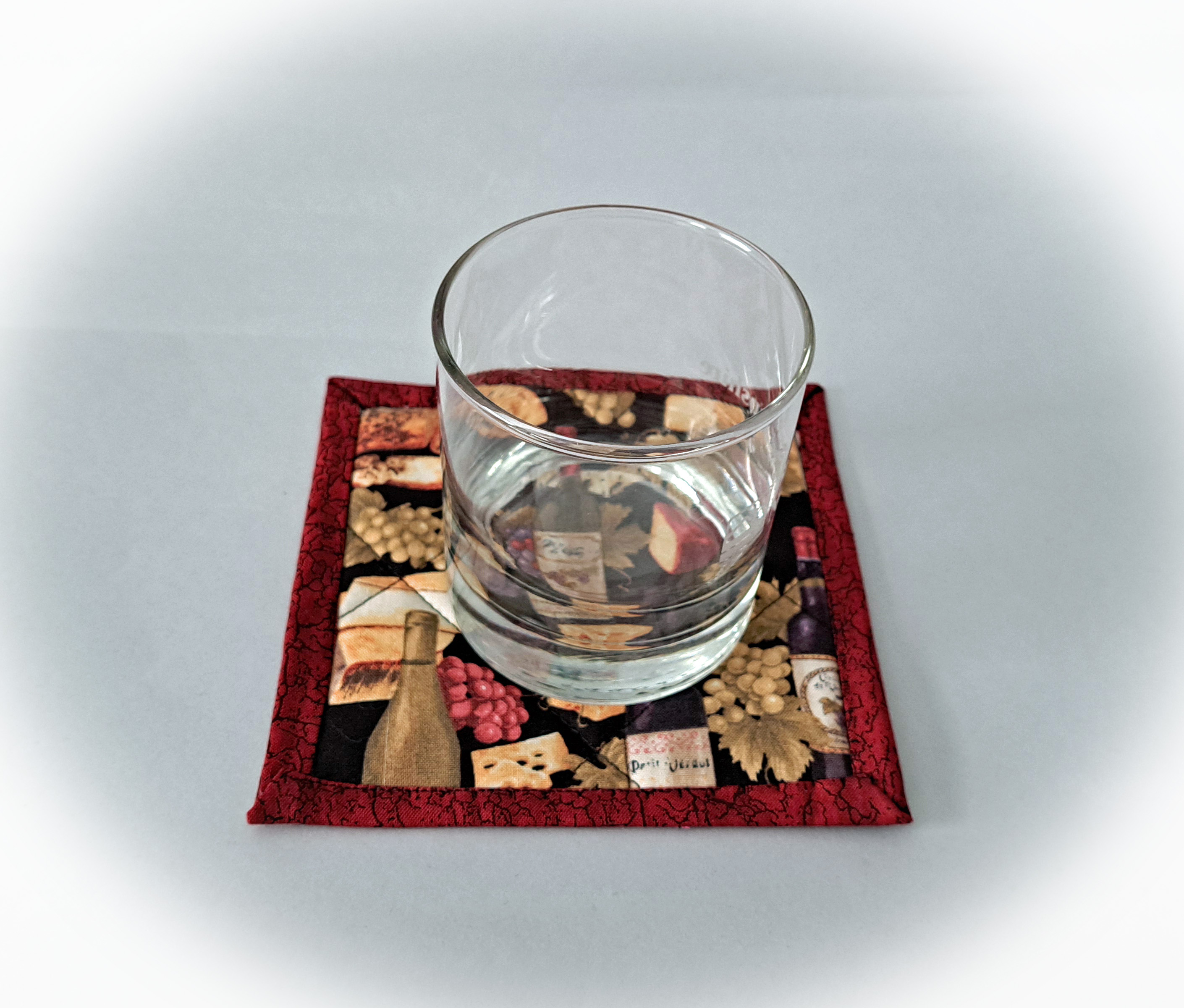 Wine Theme Quilted Coasters - Set of 4