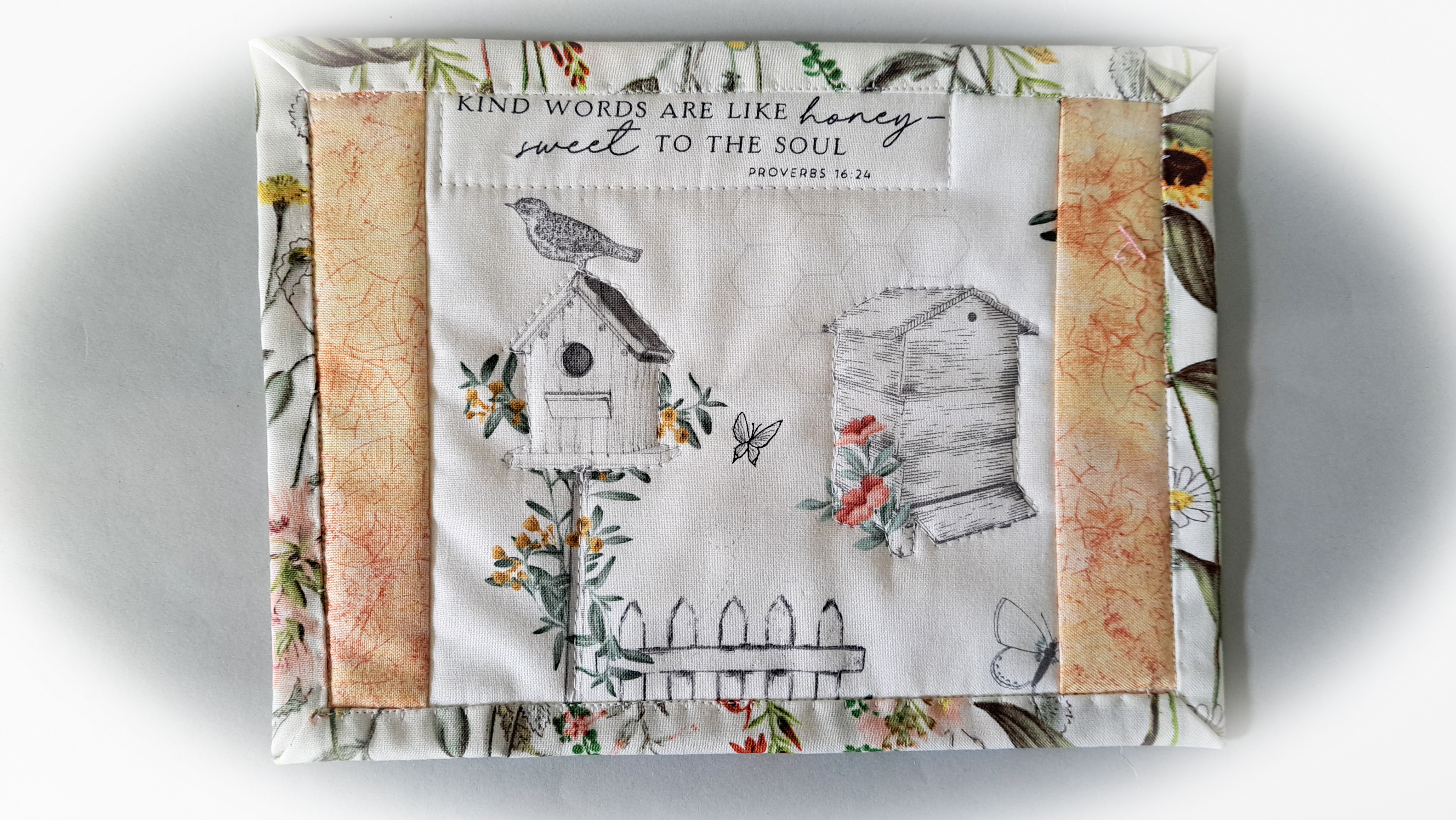 Handmade Fabric Bee Hive Quilted Mug Rugs - Set of 2