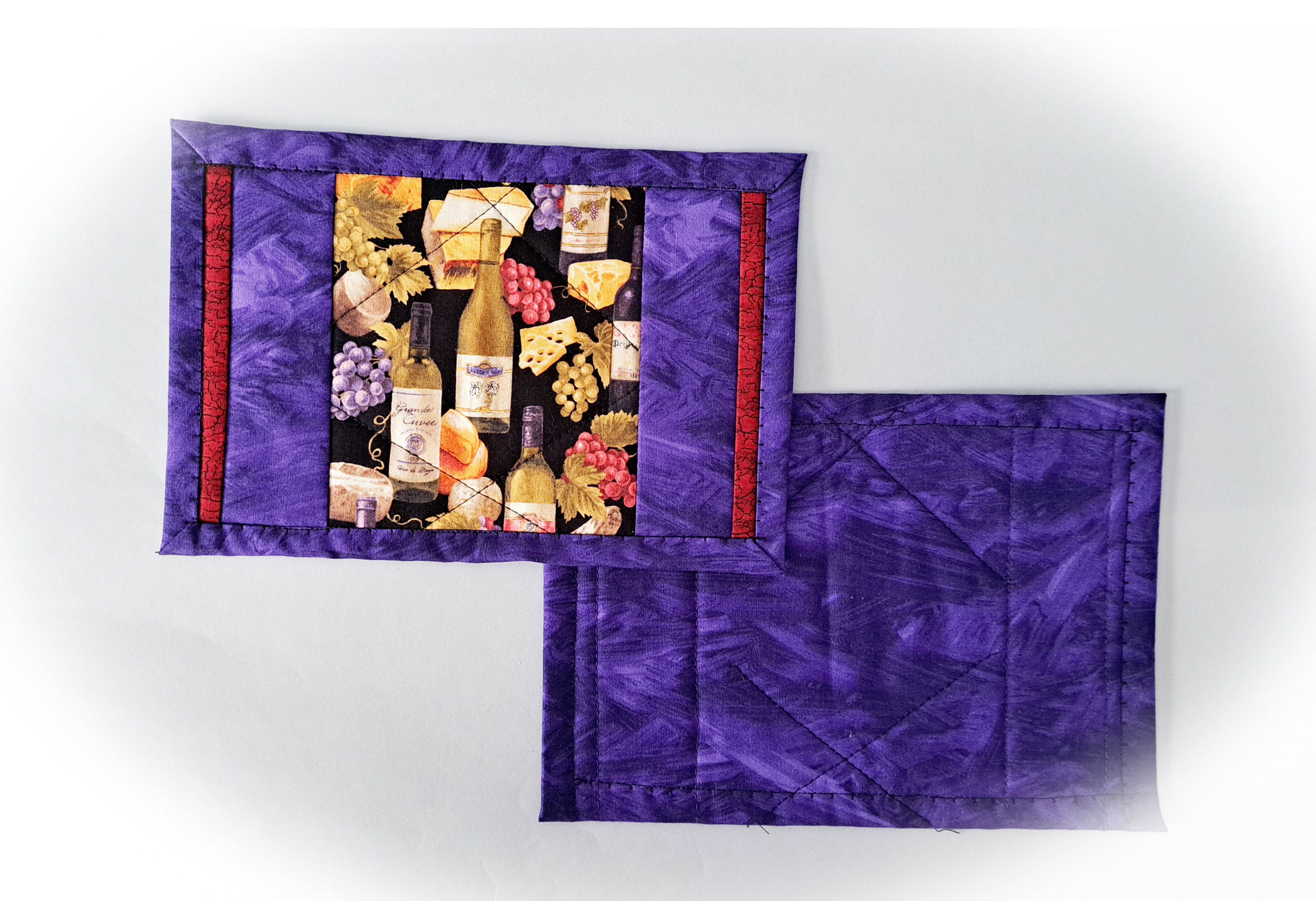 Wine Themed Quilted Mug Rugs - Set of 2