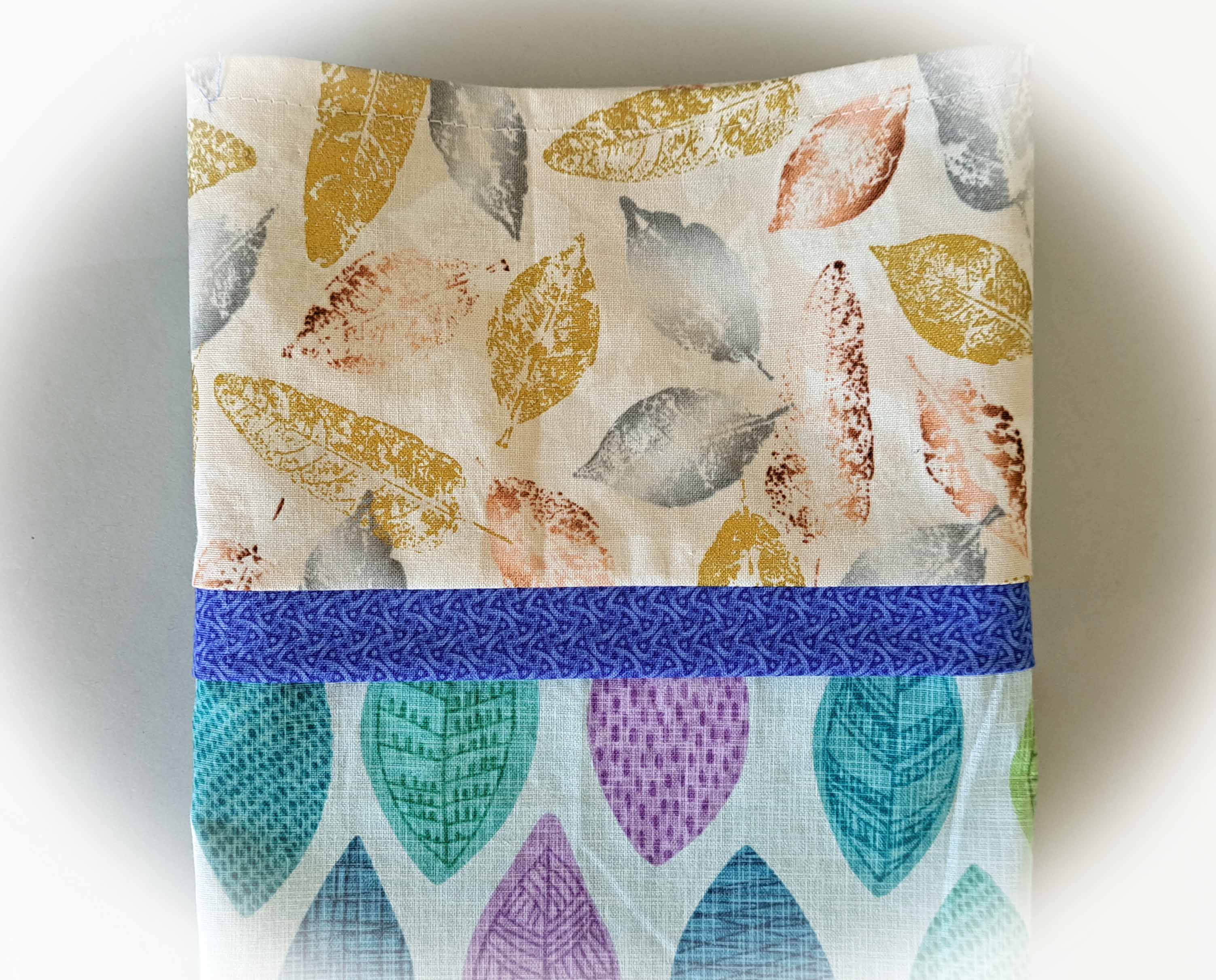 Handmade Cotton Pillowcases - Blue Feather Fabric - Set of 2