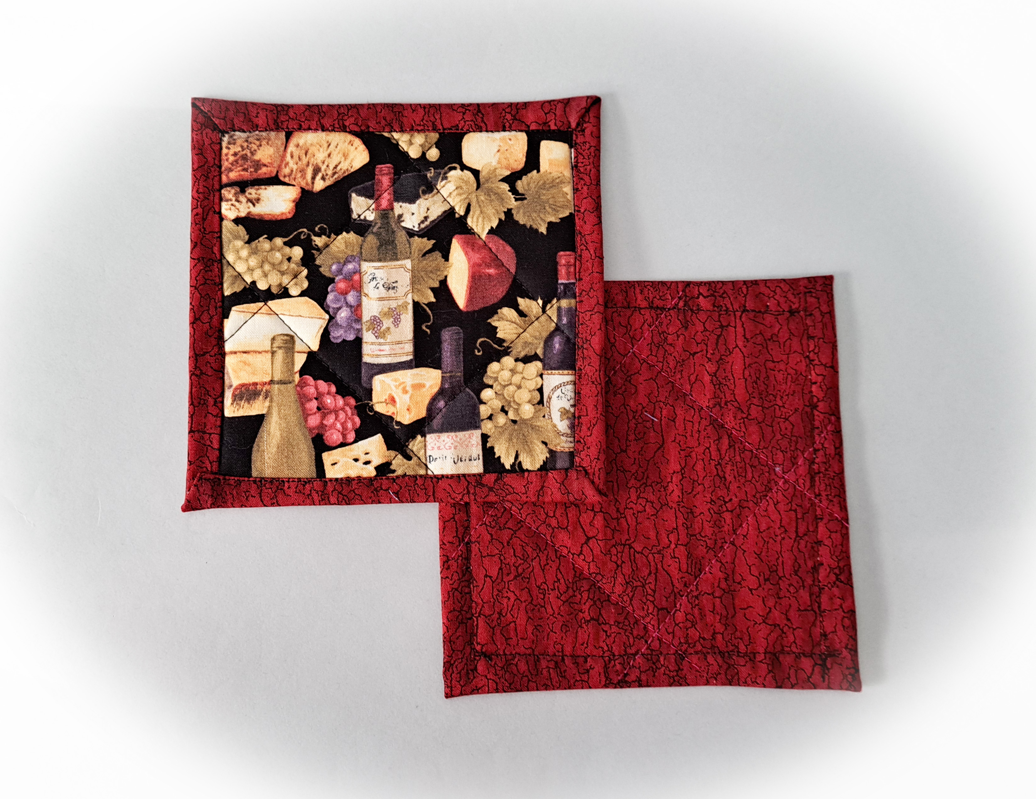 Wine Theme Quilted Coasters - Set of 4