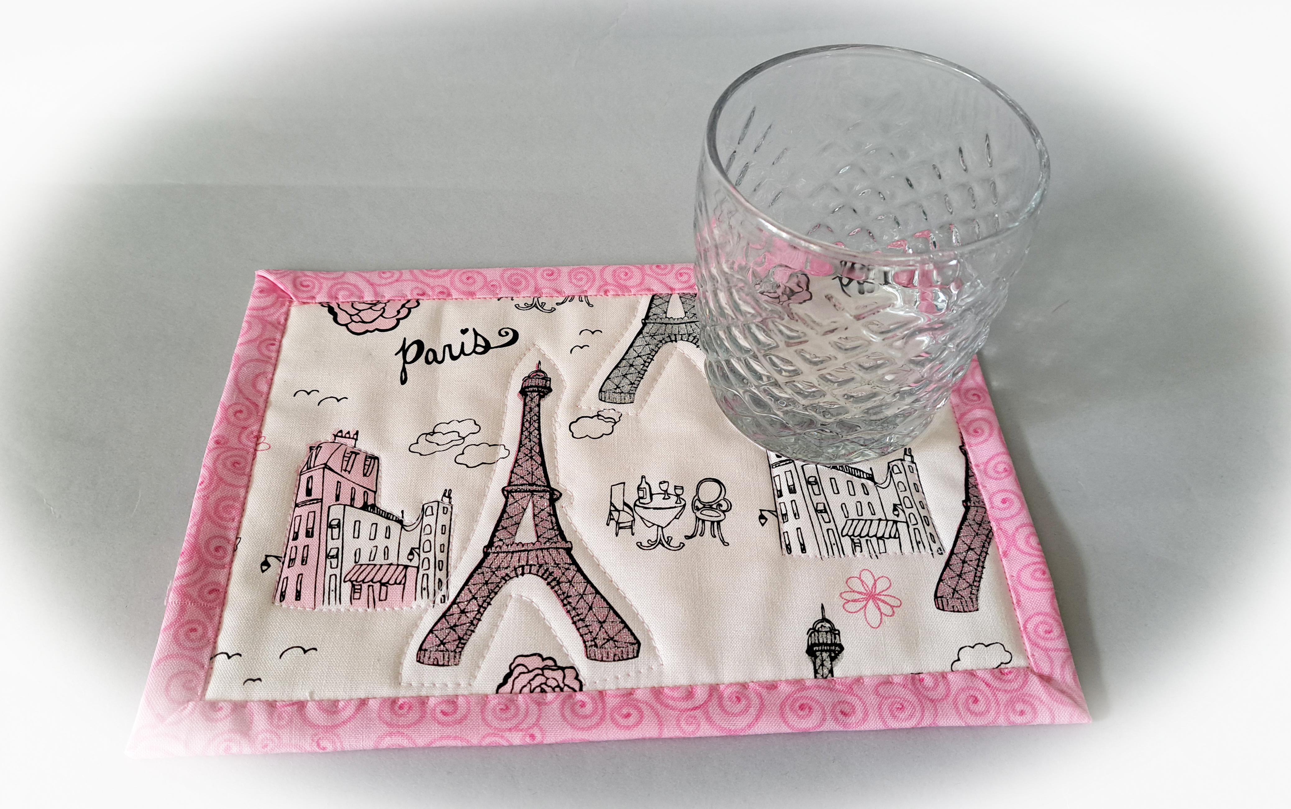 Handmade Fabric Paris Quilted Mug Rugs - Set of 2