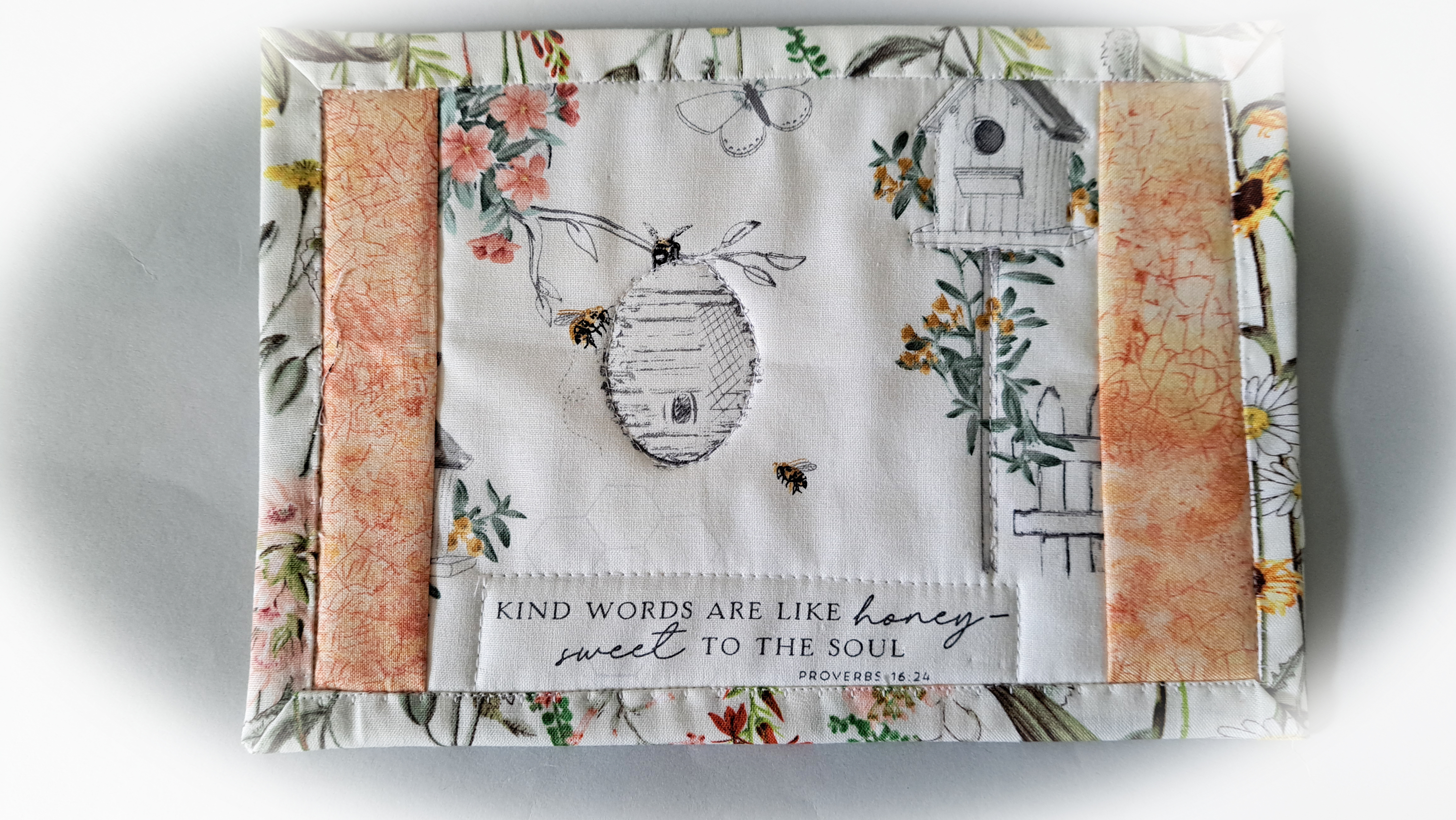 Handmade Fabric Bee Hive Quilted Mug Rugs - Set of 2