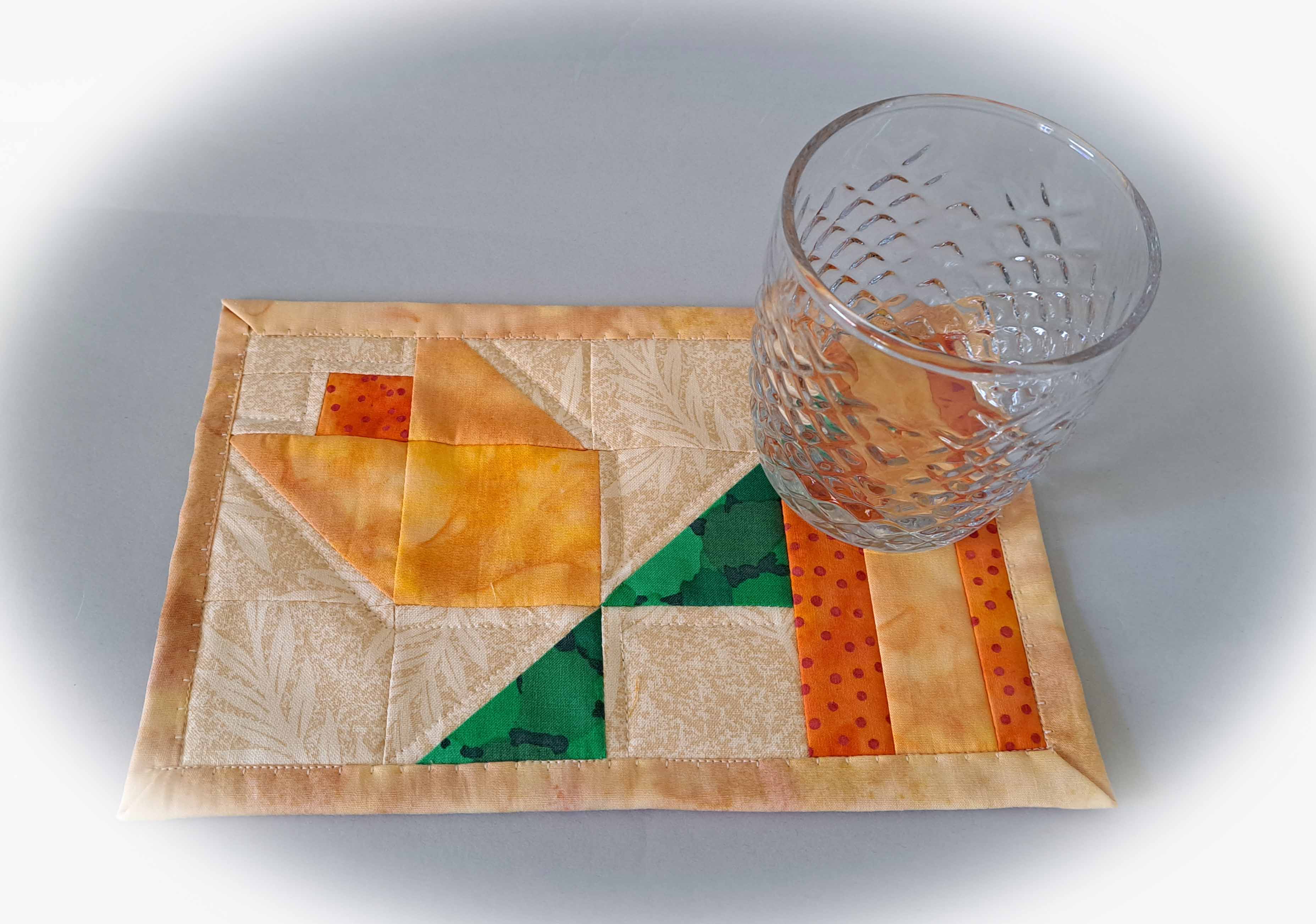 Handmade Spring Flower Quilted Fabric Mug Rugs - Set of 2