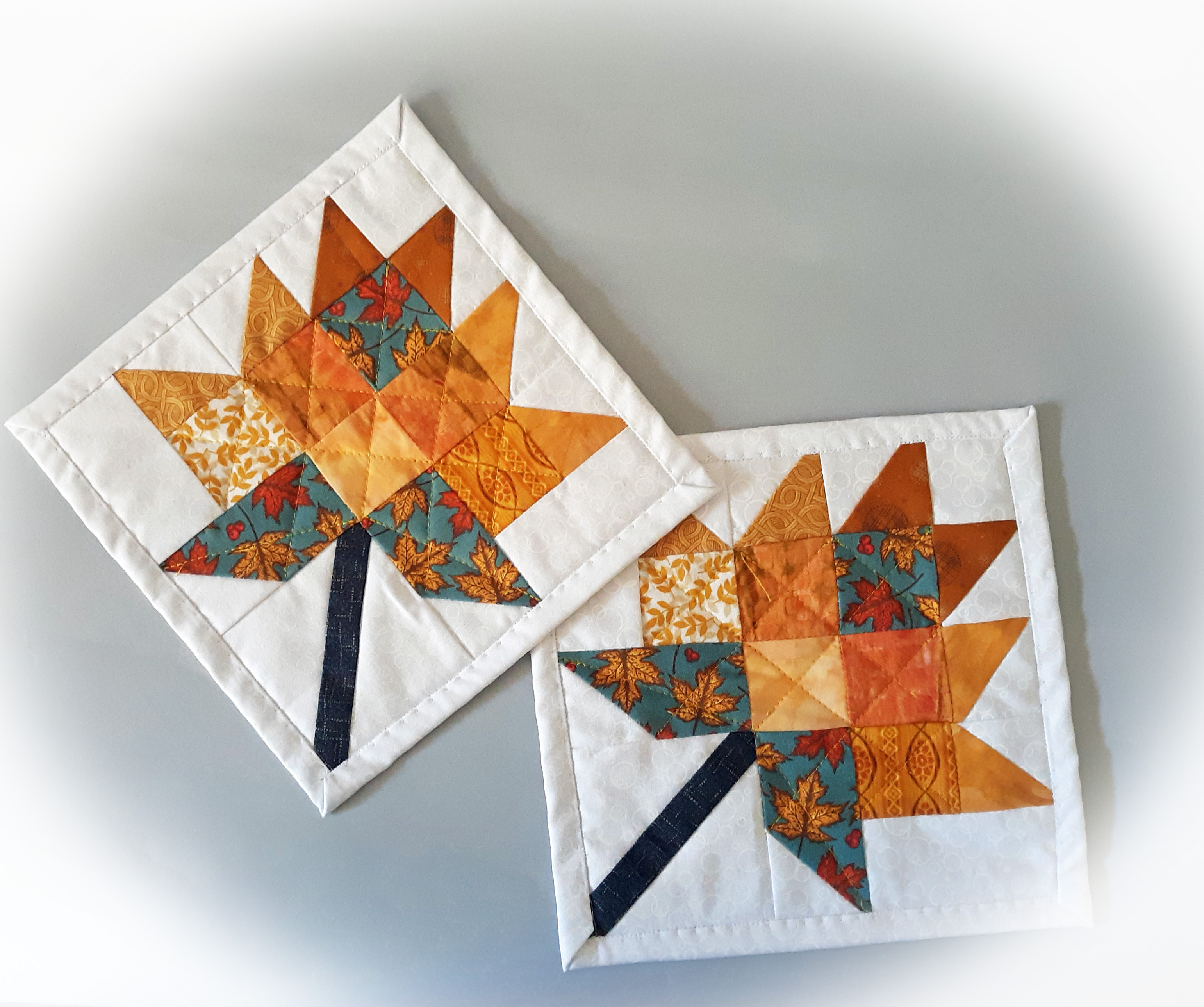 Orange Leaf Mug Rug - Set of 2