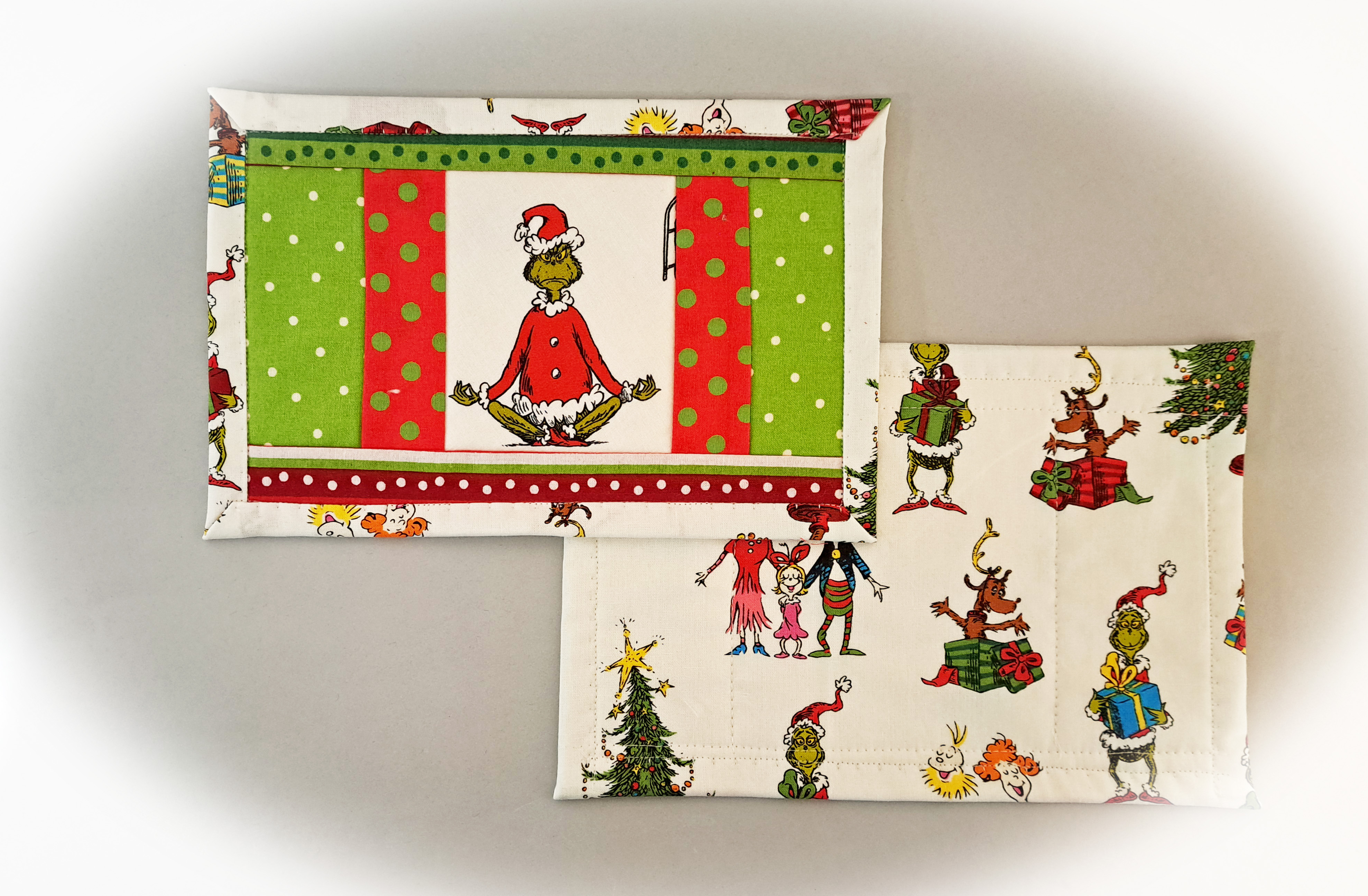 Handmade Quilted Fabric Mug Rug - Set of 2