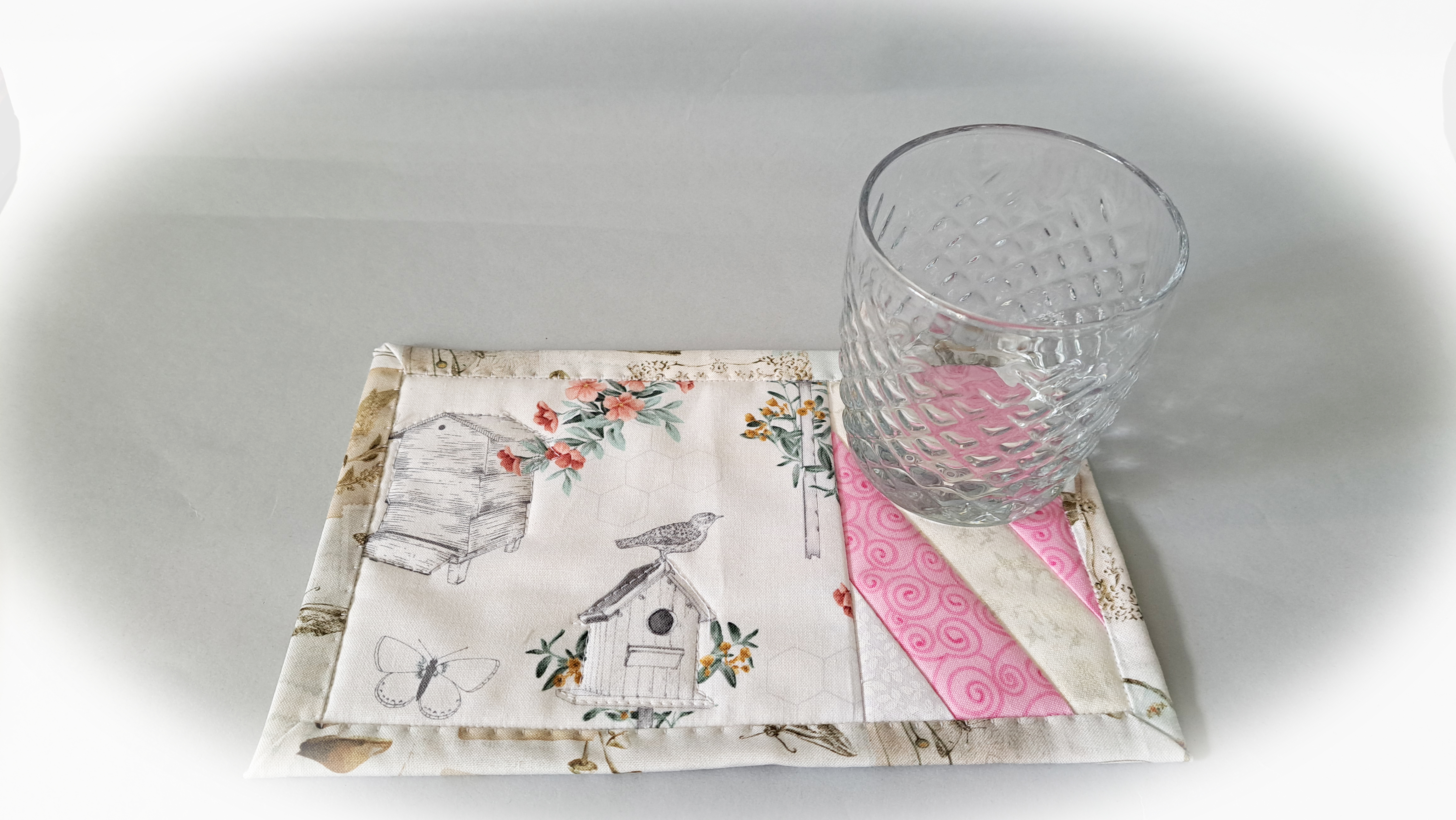 Handmade Fabric Bee Hive Quilted Mug Rugs - Set of 2