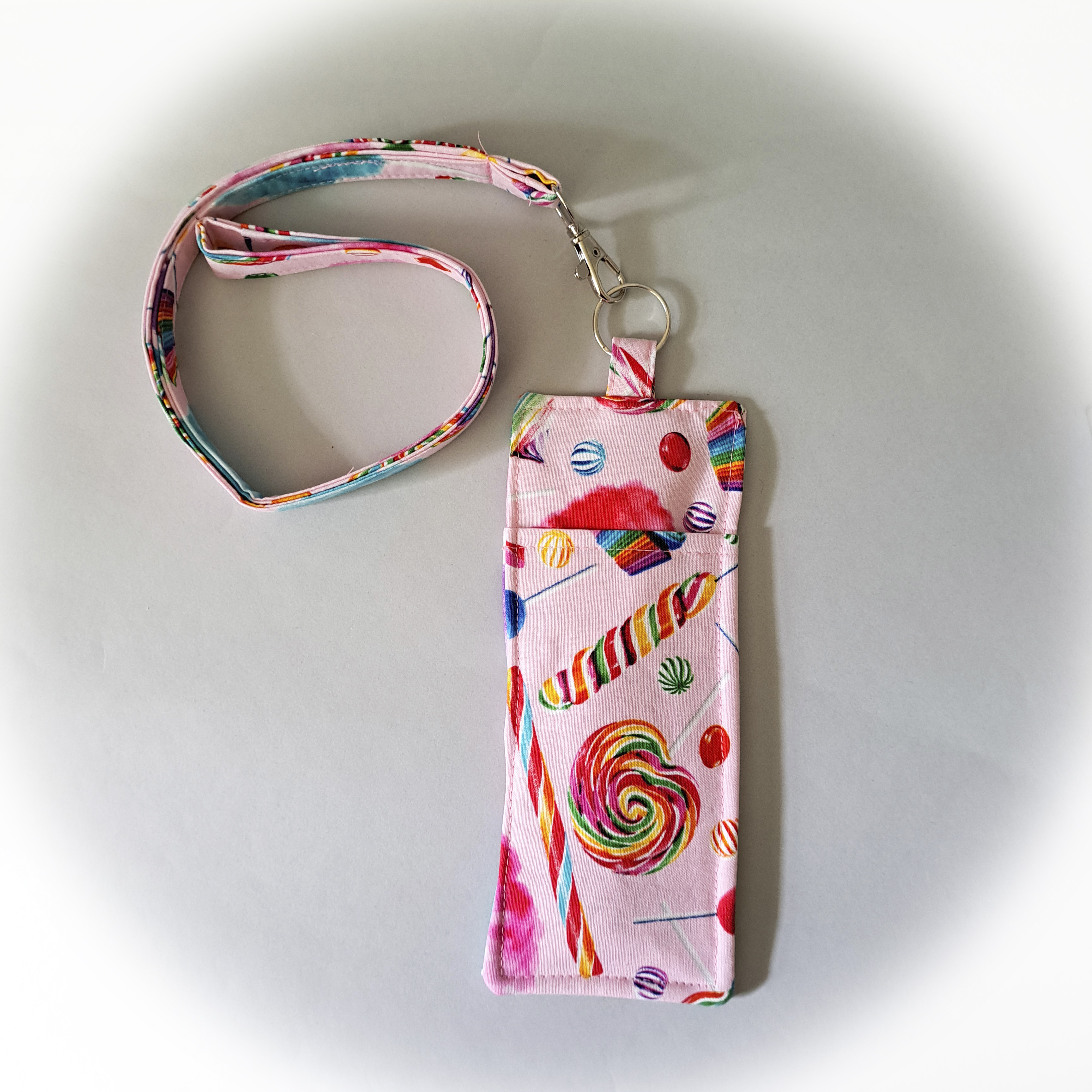 Pink Candy Themed Eyeglass and Pen Holder with Optional Lanyard