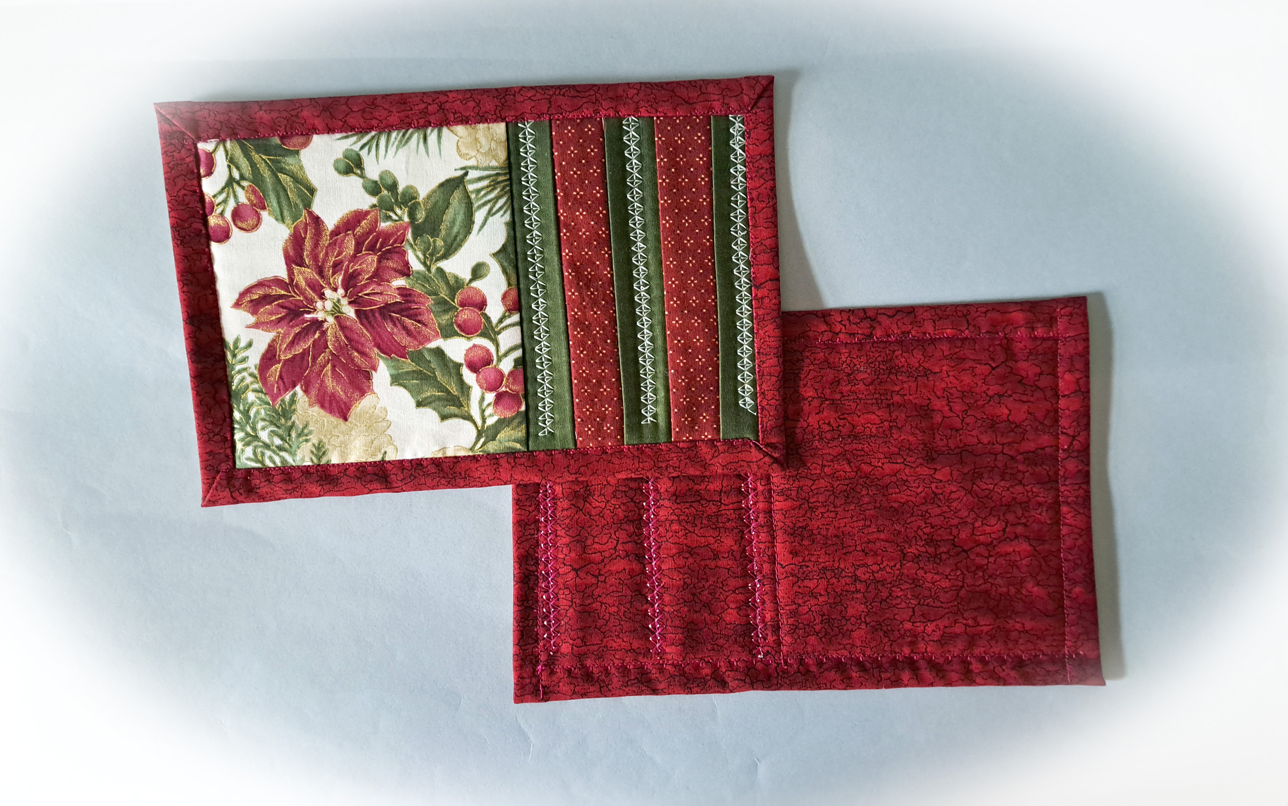 Set of 2 Handmade Poinsettia Mug Rugs
