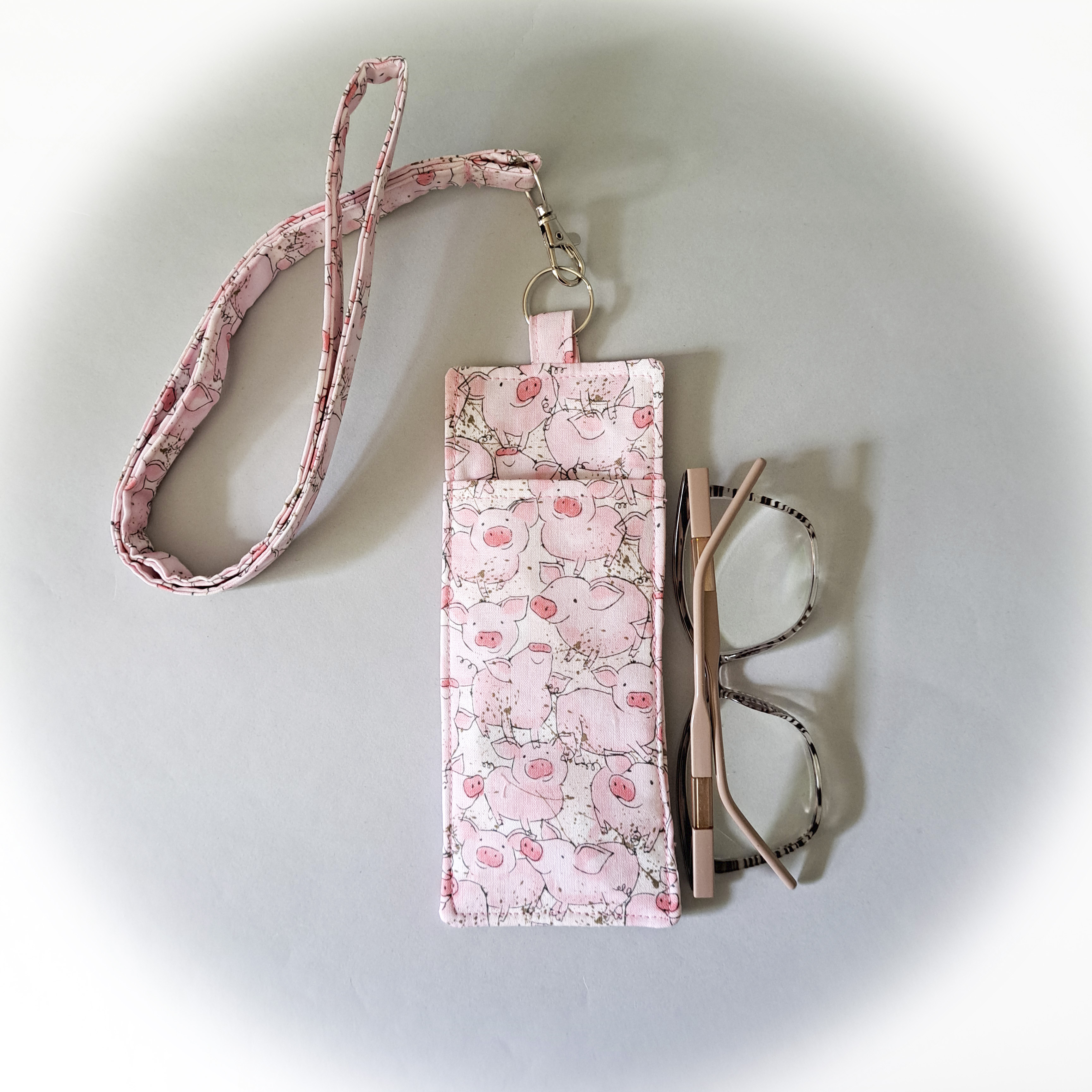 Adorable Pig Eyeglass and Pen Holder with Optional Lanyard