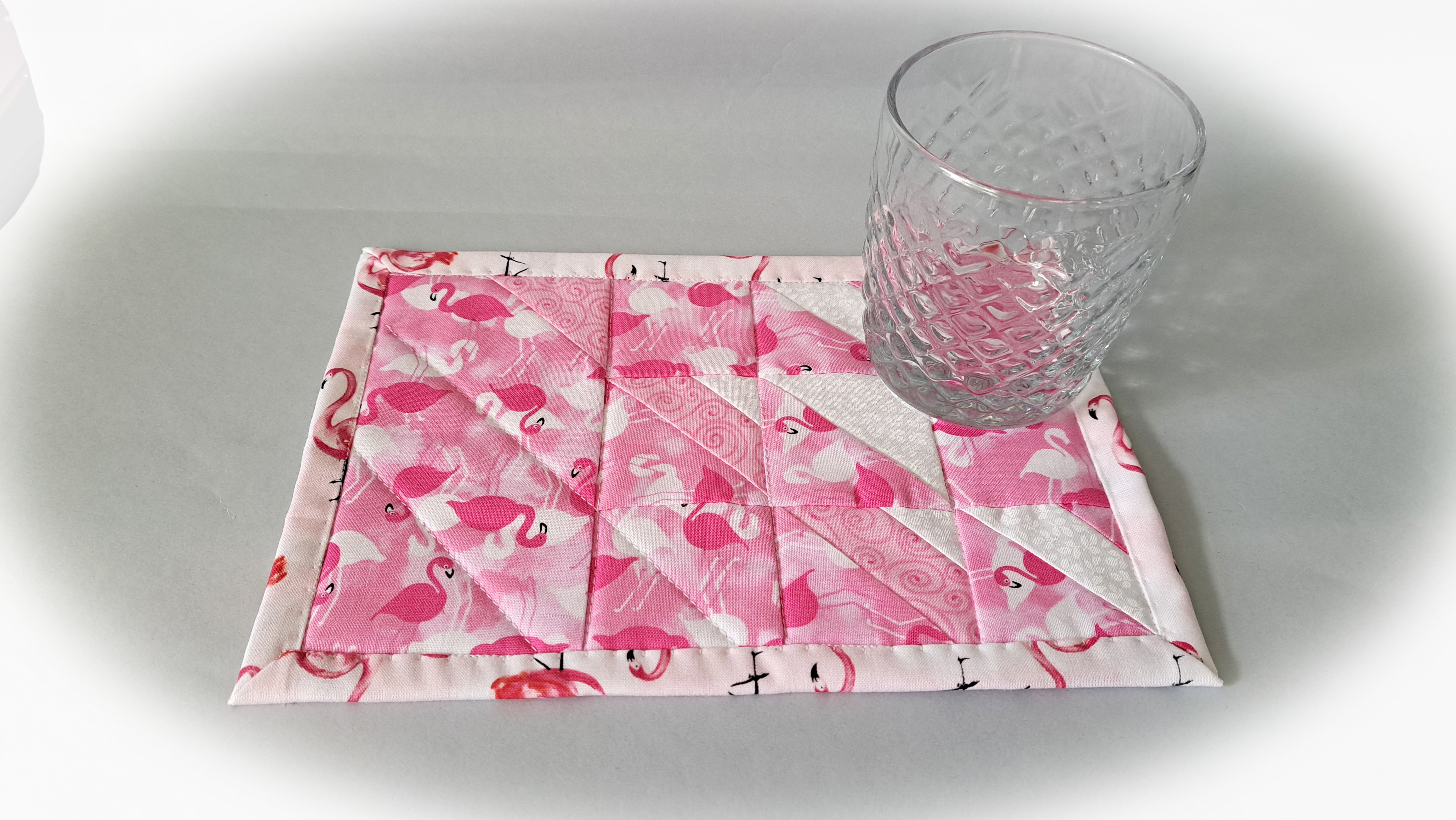Handmade Fabric Flamingo Quilted Mug Rugs - Set of 2