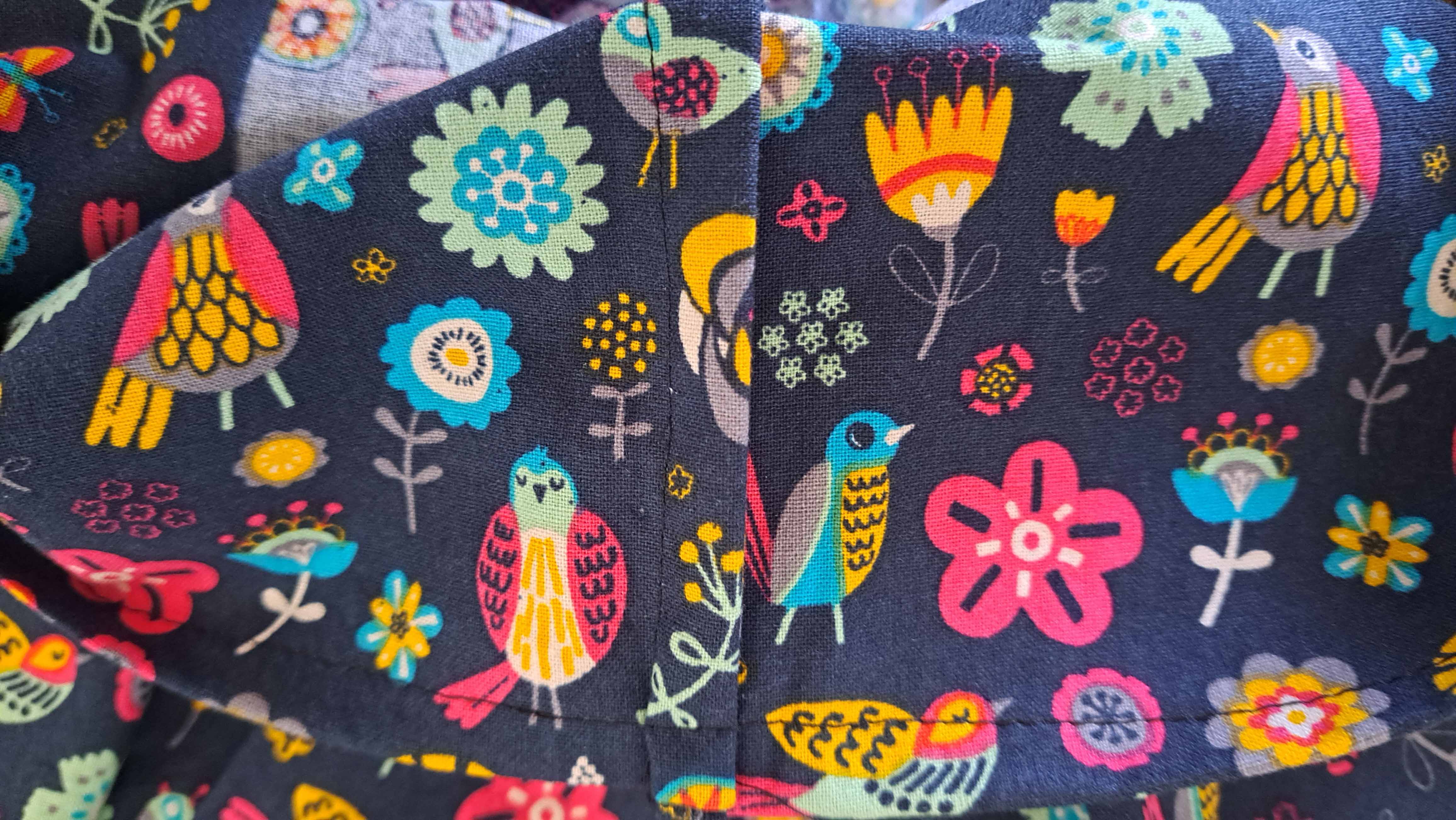 Handmade Cotton Pillowcases - Blue Birds and Flowers Fabric - Set of 2