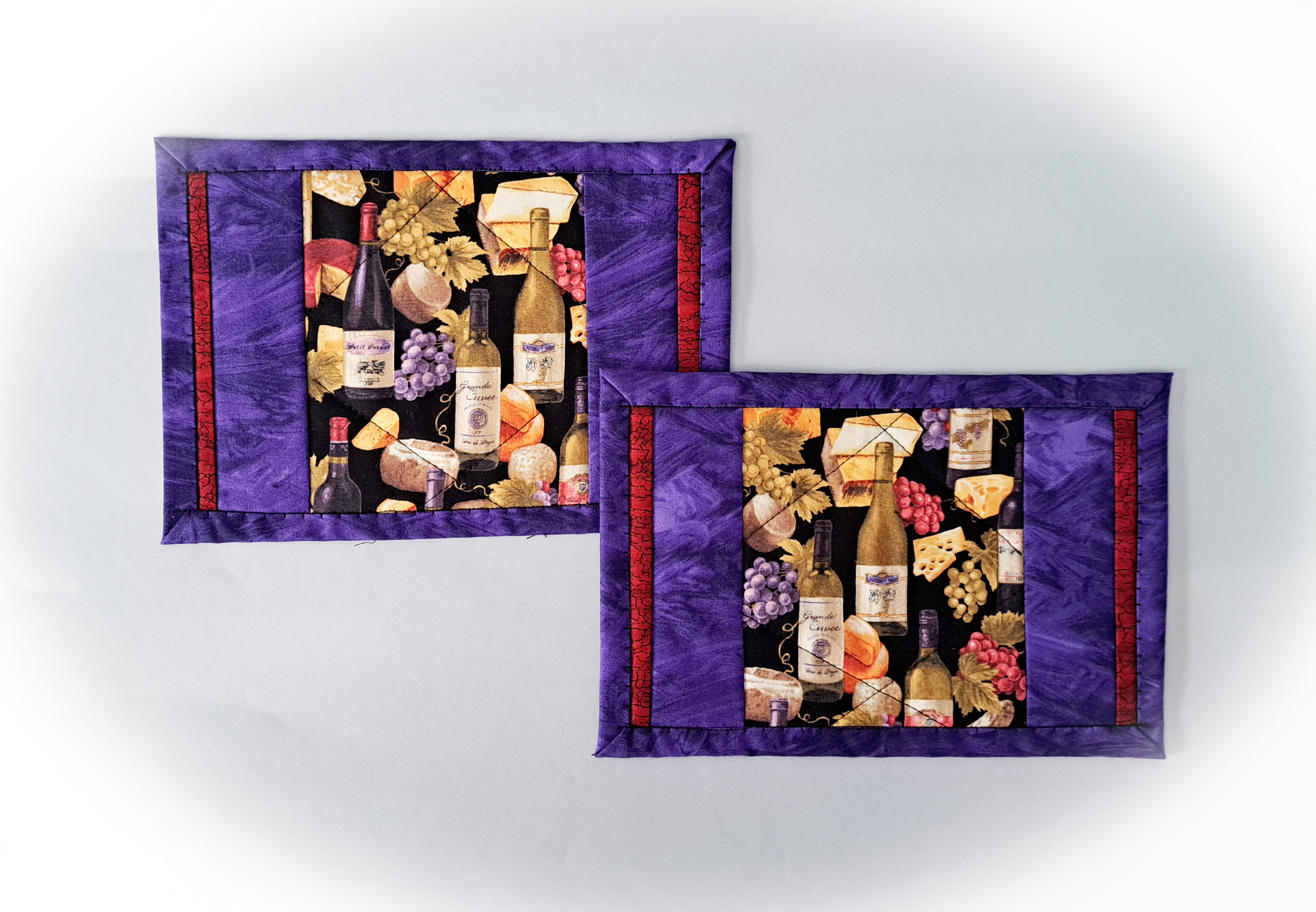 Wine Themed Quilted Mug Rugs - Set of 2