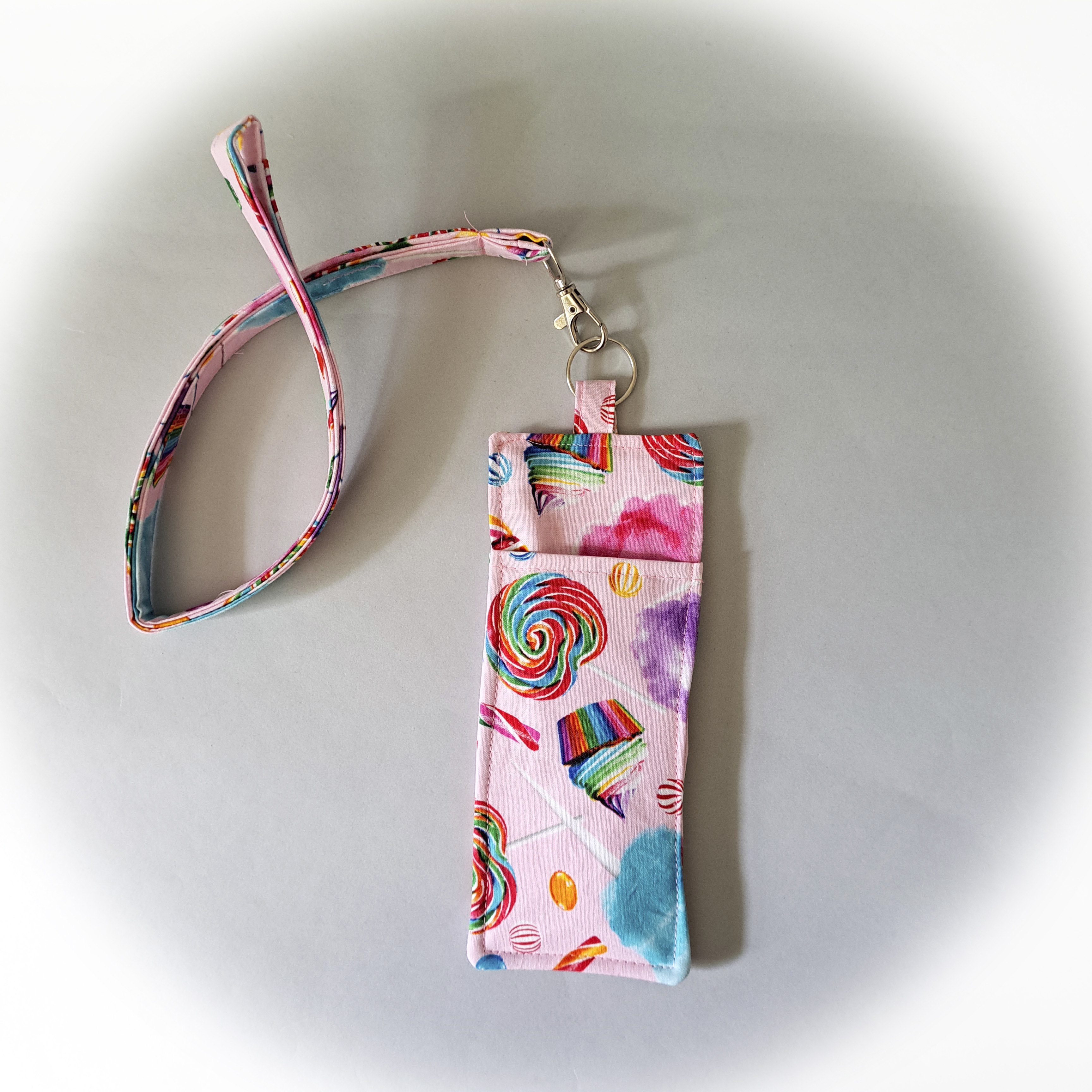 Pink Candy Themed Eyeglass and Pen Holder with Optional Lanyard