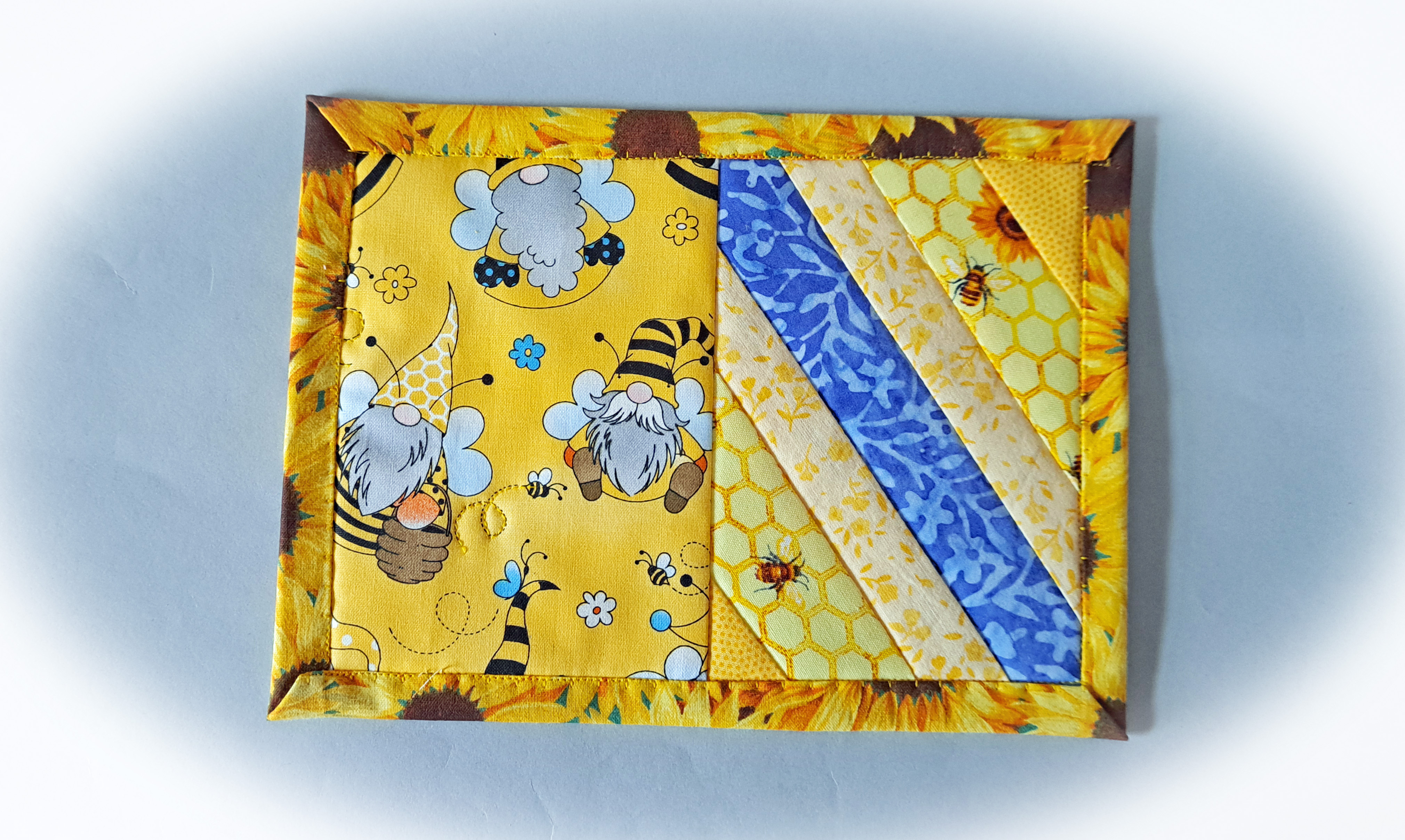 Bee-Themed Gnome Quilted Mug Rug - Set of 2