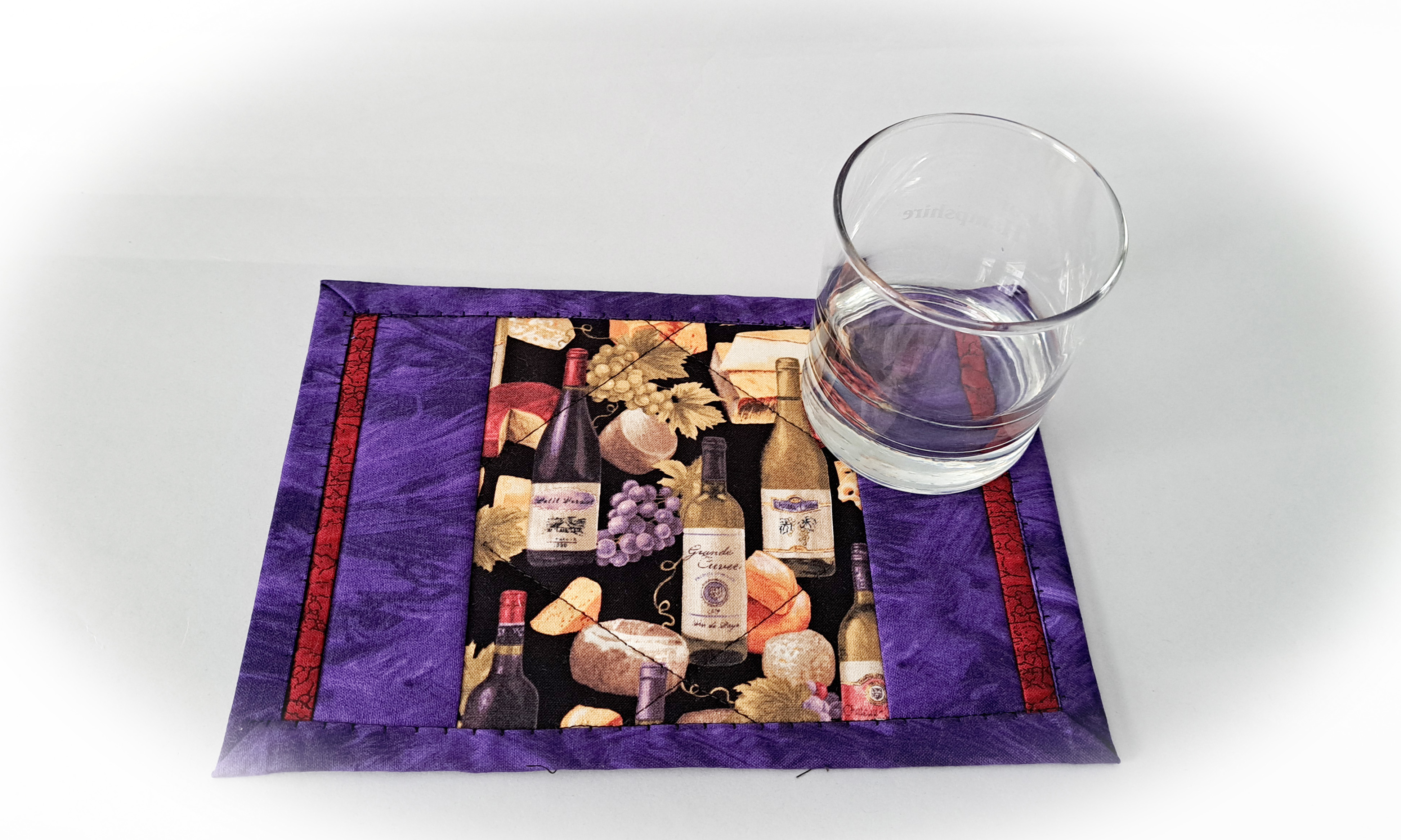 Wine Themed Quilted Mug Rugs - Set of 2