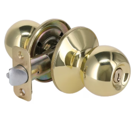 Defiant Saturn Polished Brass Keyed Entry Door Knob