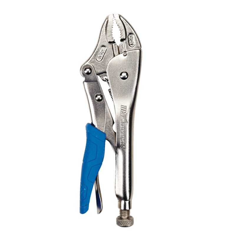 Mastercraft Curved Jaw Locking Pliers, Cr-V Steel Jaws with Nickel Plated Finish, Rubber Grips, 10-in