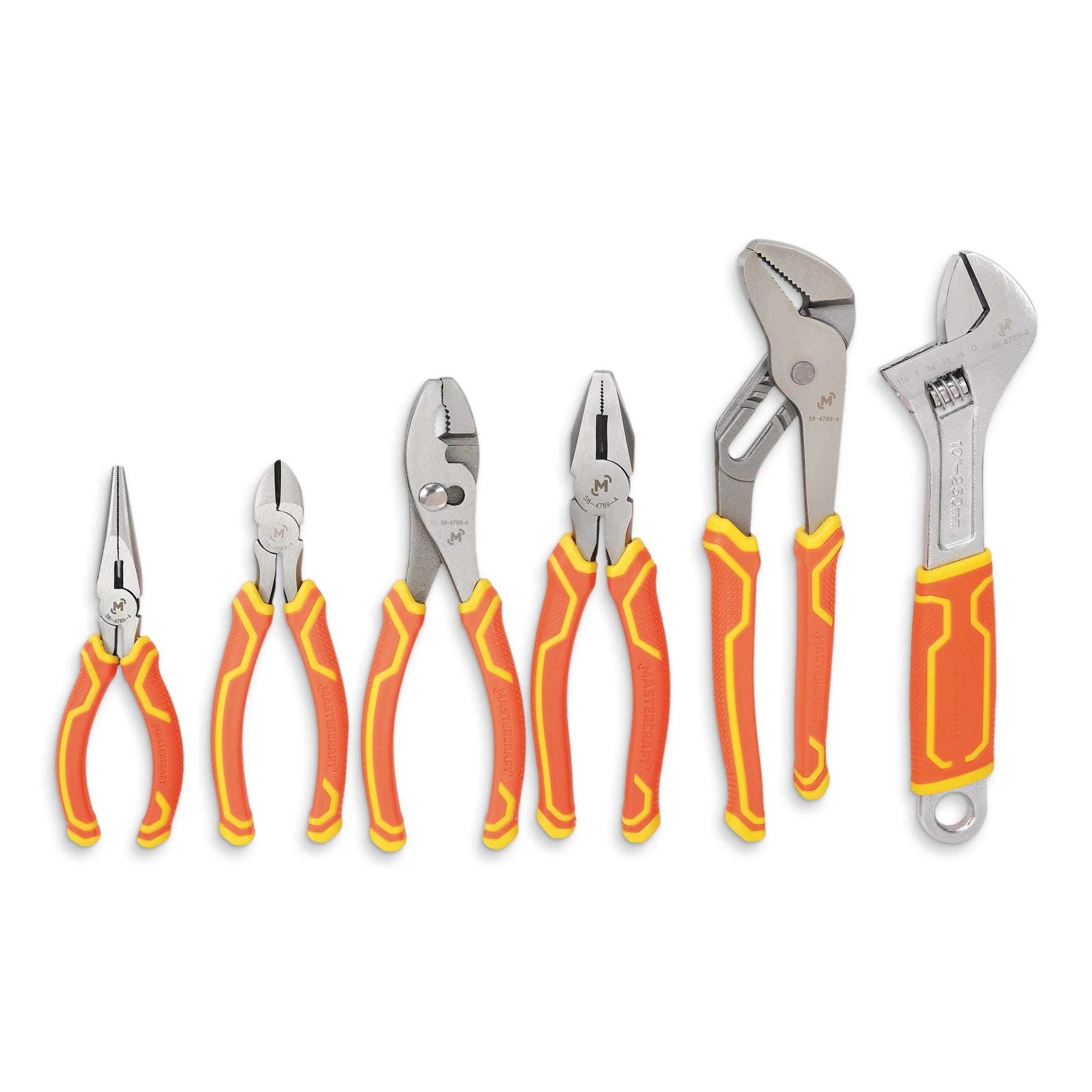 Mastercraft High-Visibility Pliers Set, Double Shot Handle, Anti-Rust Coating, Carbon Steel, 6-pc