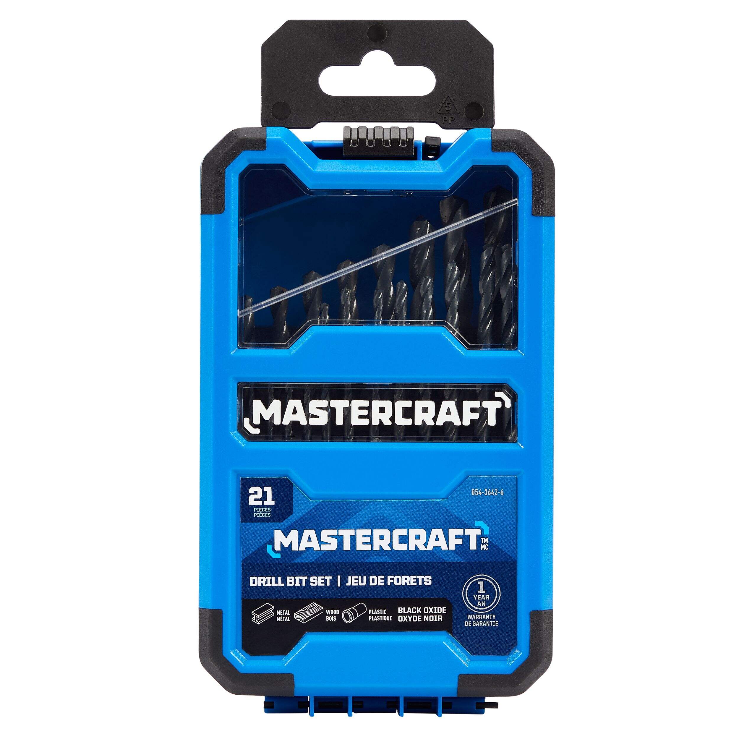 Mastercraft HSS Drill Bit Set for Wood, Metal, Plastic, 21-pc