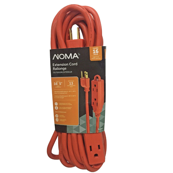 NOMA 16-ft 5-in 16/3 Outdoor Extension Cord with 3 Grounded Outlets