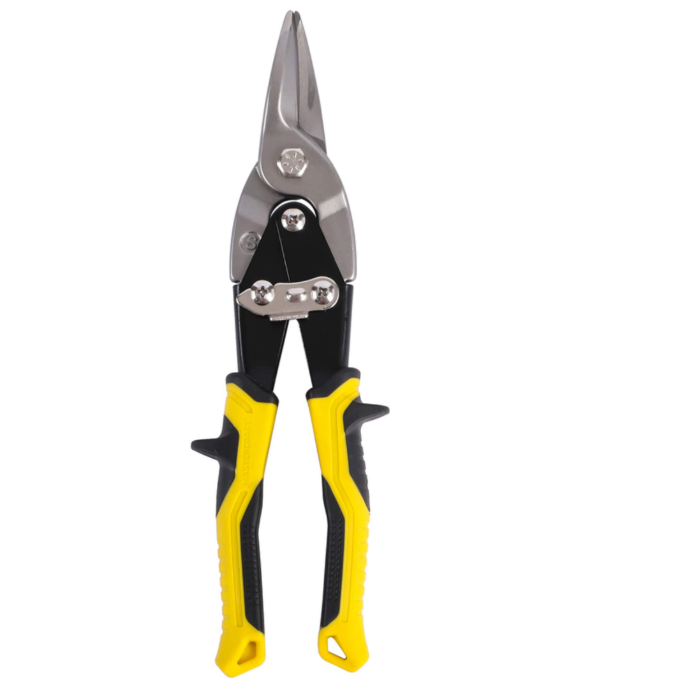 Mastercraft Aviation Snips, Locking Latch, Cr-V Steel, Straight Cut, Yellow, 10-in
