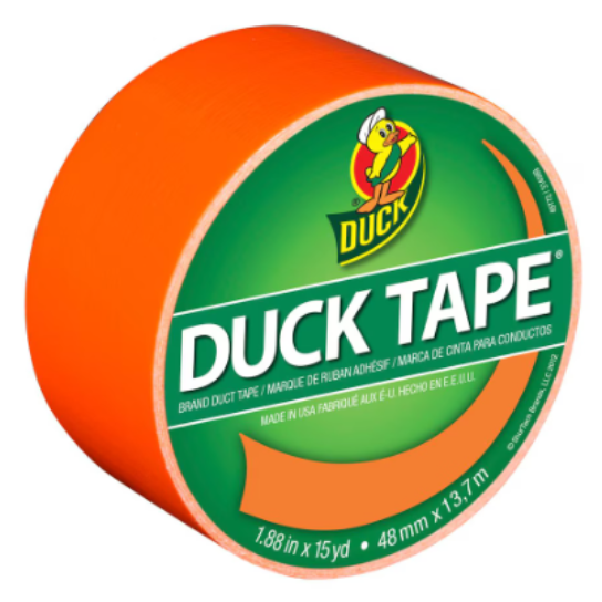 Duck Neon Orange Colour Duct Tape, 1.88 inch x 15 yds.