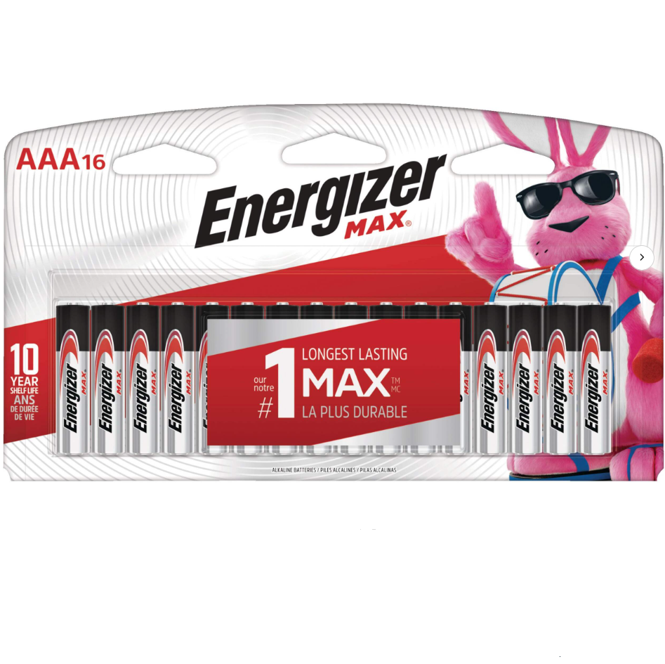 Energizer MAX AAA Alkaline Batteries, Long Lasting, All Purpose, 16-pk