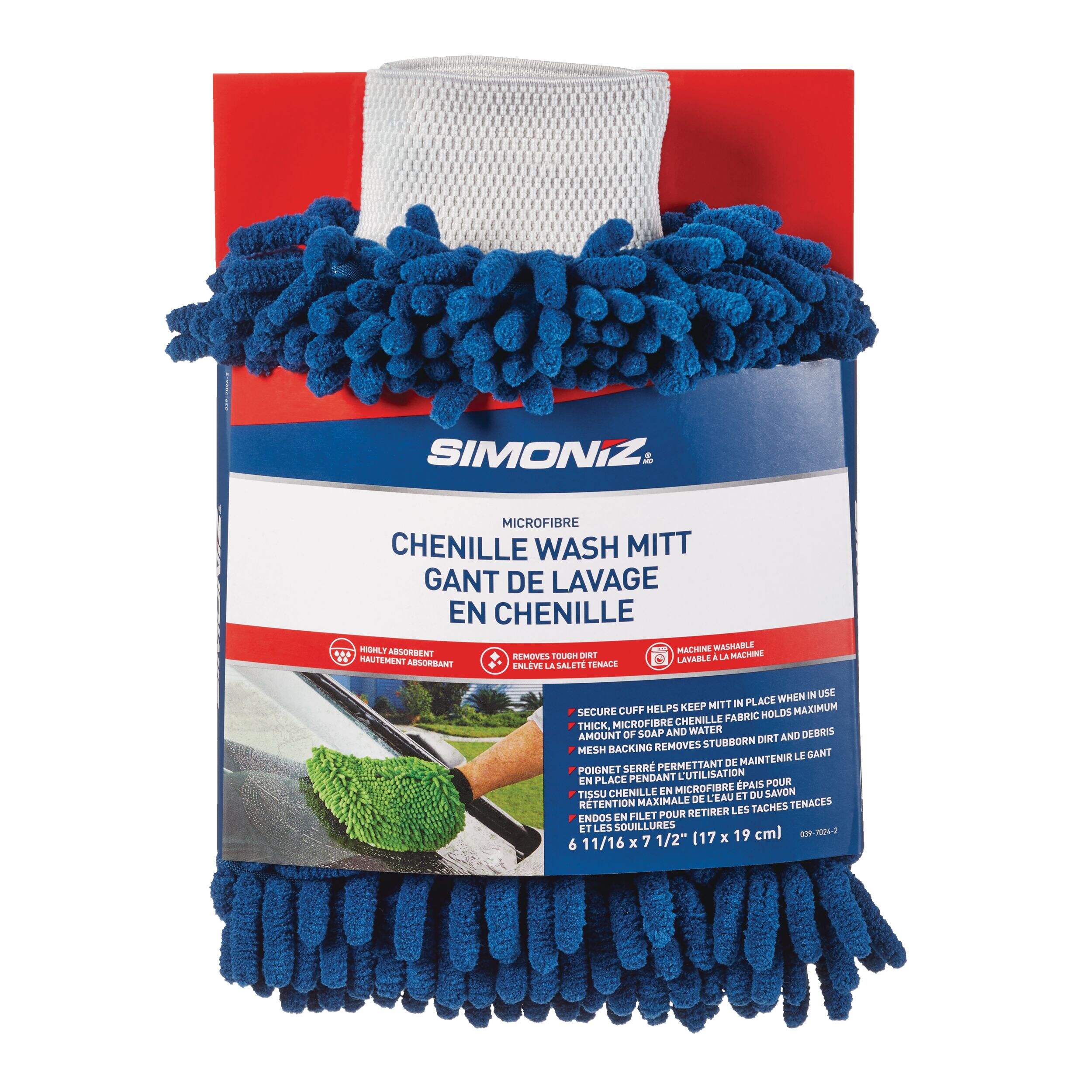 SIMONIZ Microfibre Chenille Wash Mitt, Blue, 1-pc