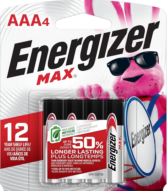 Energizer AAA Batteries, Max Triple A Alkaline, 4 Count