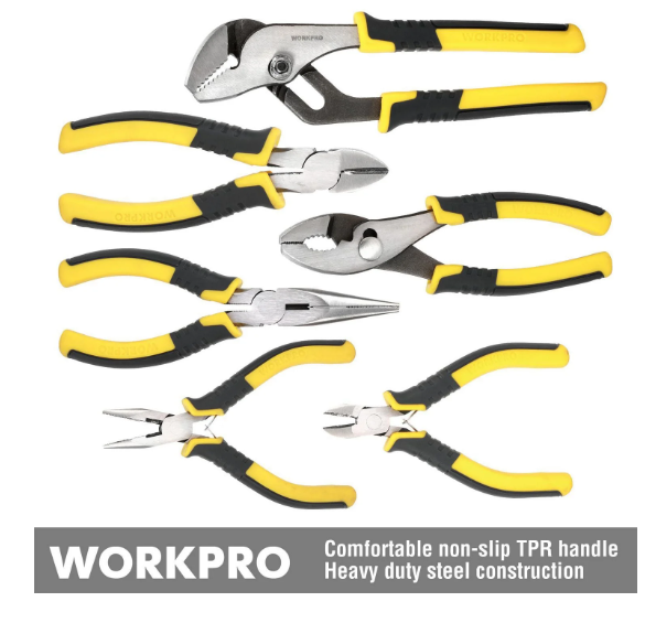 WorkPro Pliers Set - 6 Piece, Non-slip TPR handle