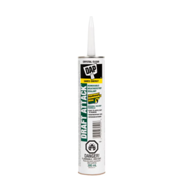 DAP DRAFT ATTACK® Removable Weatherstrip Sealant Crystal Clear 300 mL