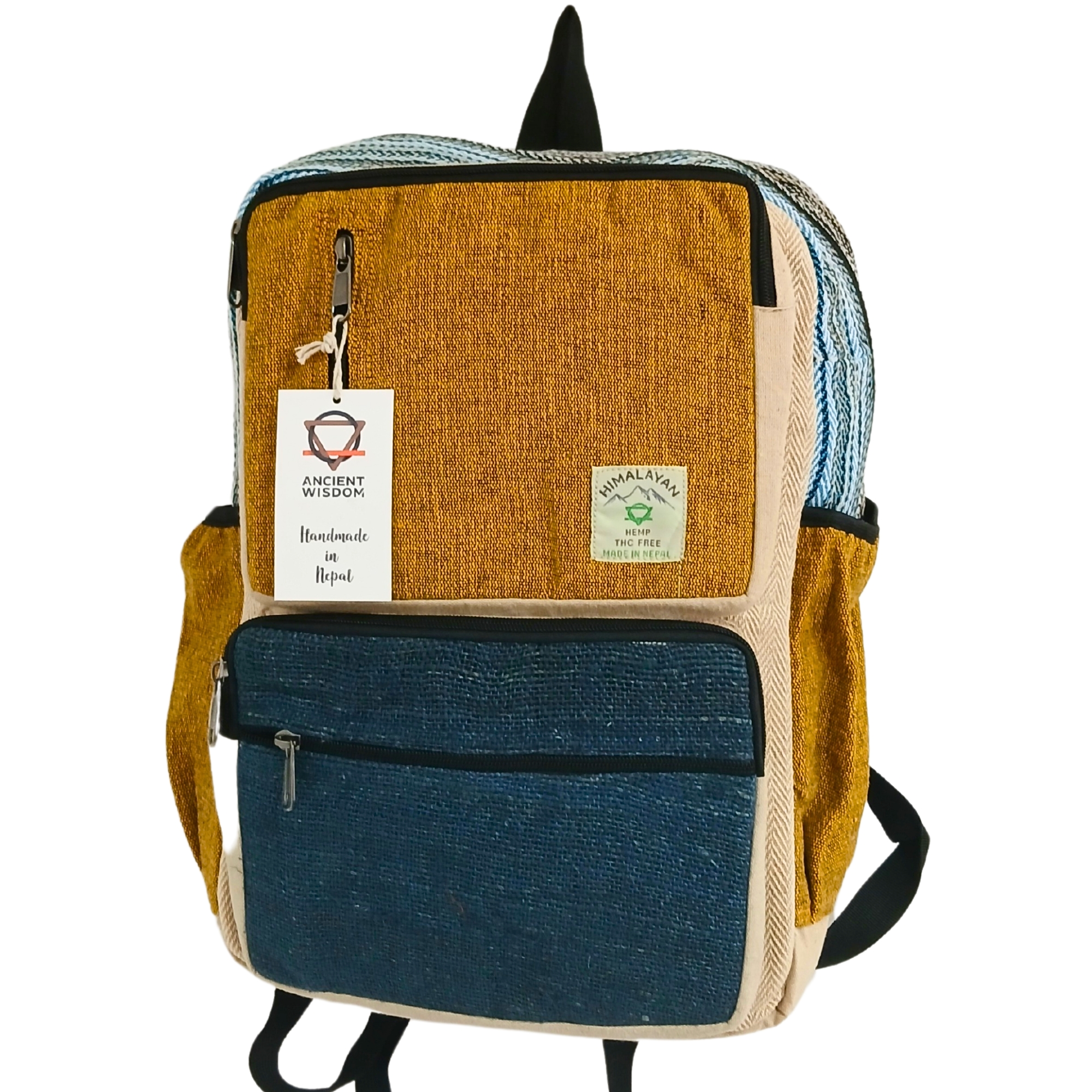 Hemp & Cotton Large Backpack with Compartments 39x27x12cm
