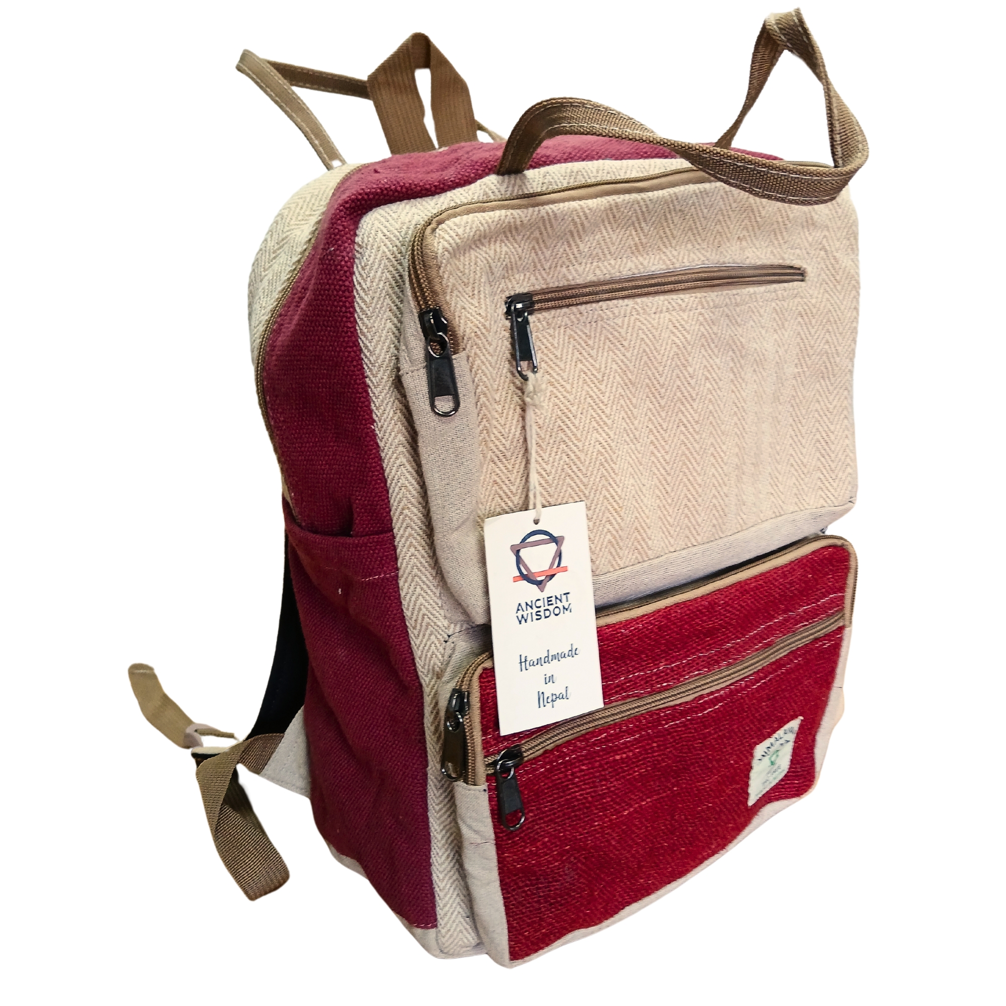 Hemp & Cotton Large Backpack with Compartments 39x27x12cm